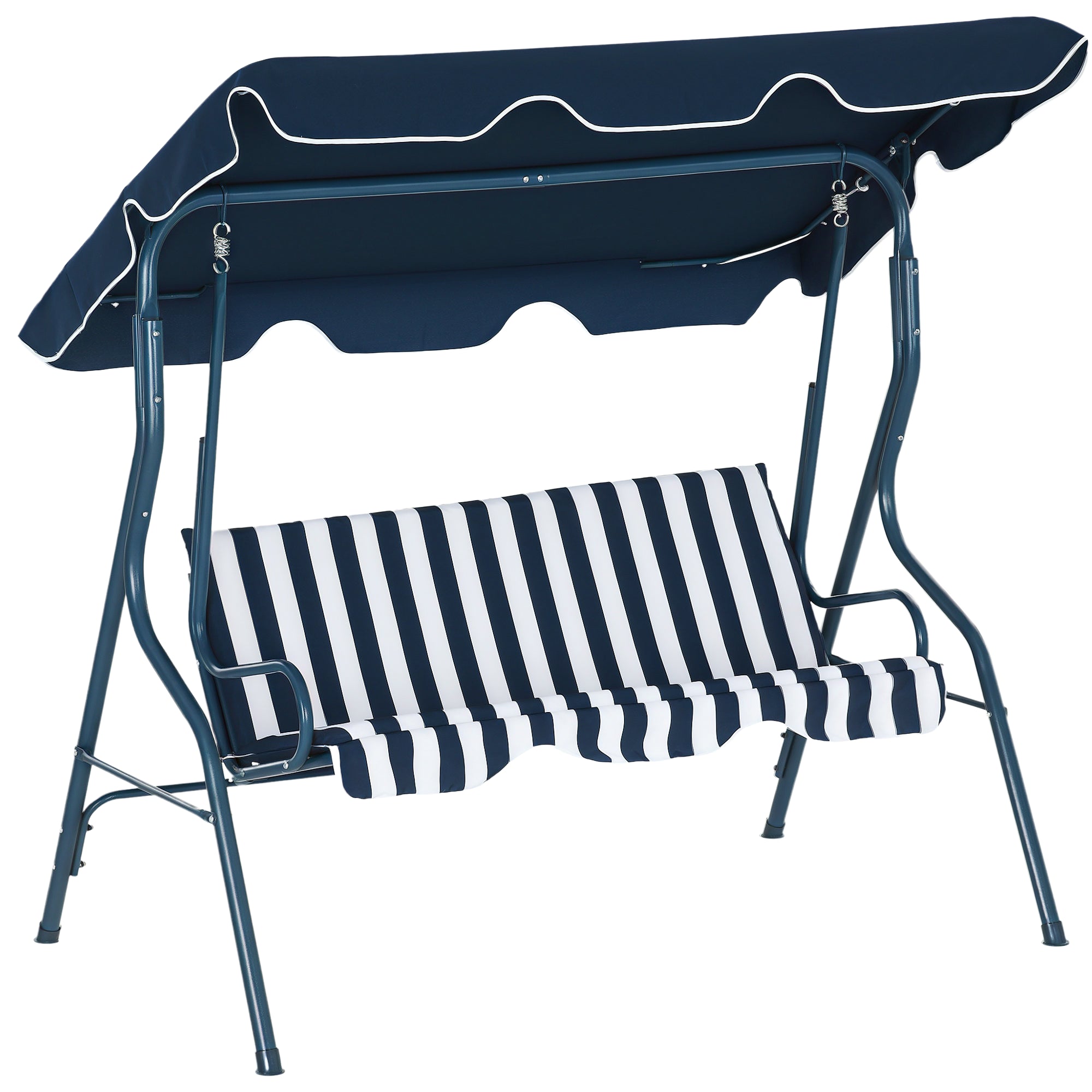 Baloiço de Jardim 2-3 Lugares Azul e Branco 170x110x153 cm