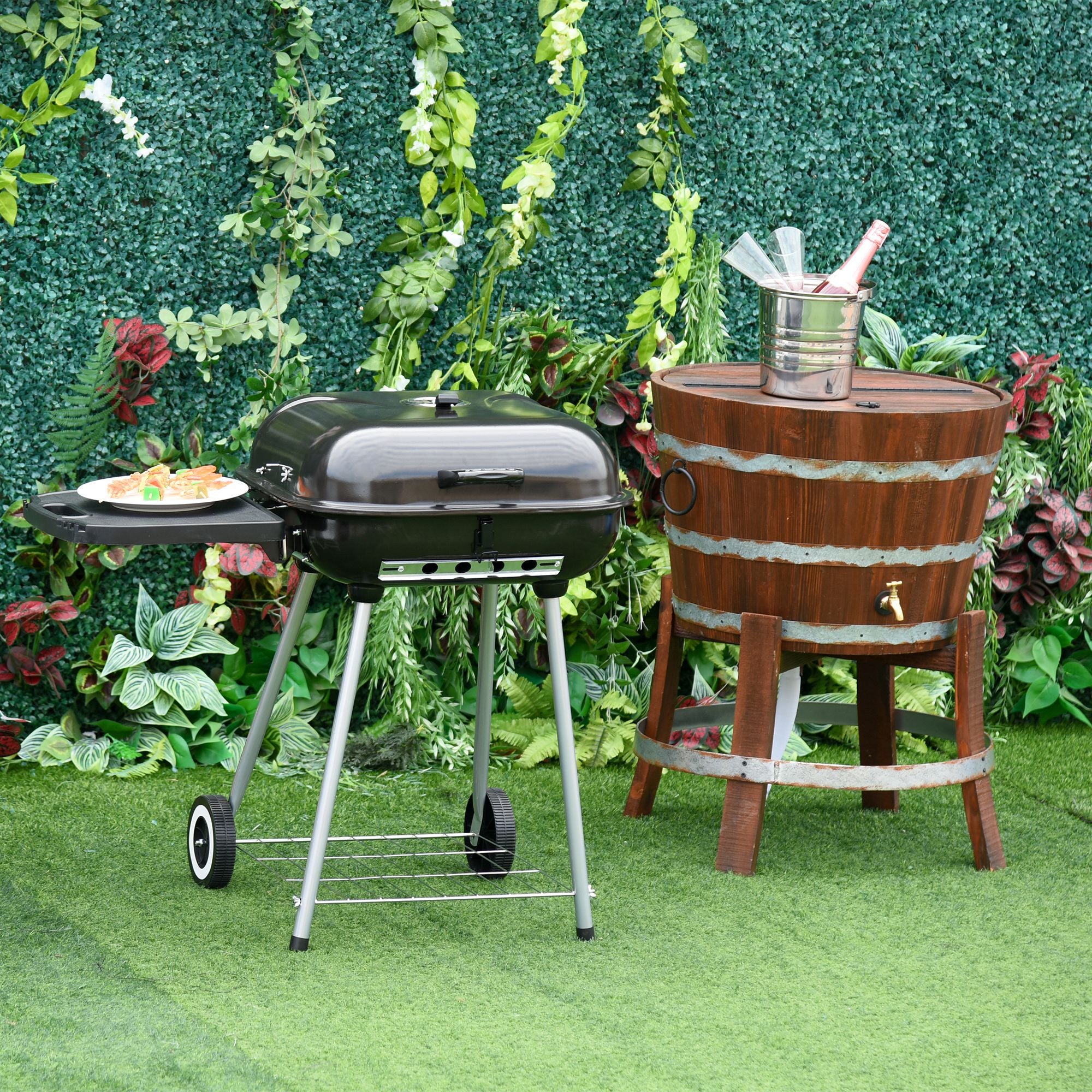 Barbecue a Carvão Portátil 96x60x83 cm - Cor Preto