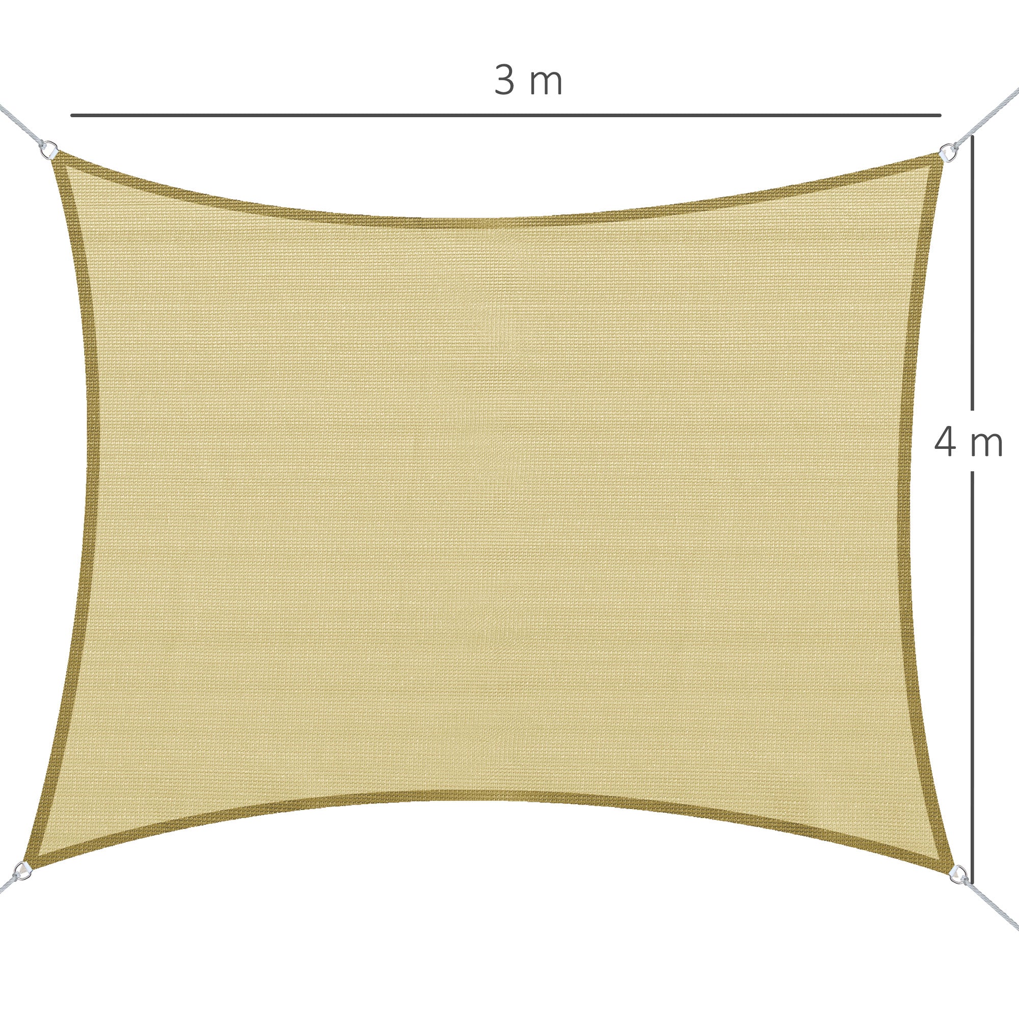 Vela de Sombra Retangular 300x400 cm Cor de Areia