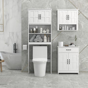 Armário sobre Sanita com 2 Portas e Prateleiras – 66x23x178 cm – Branco – Madeira de melamina e MDF