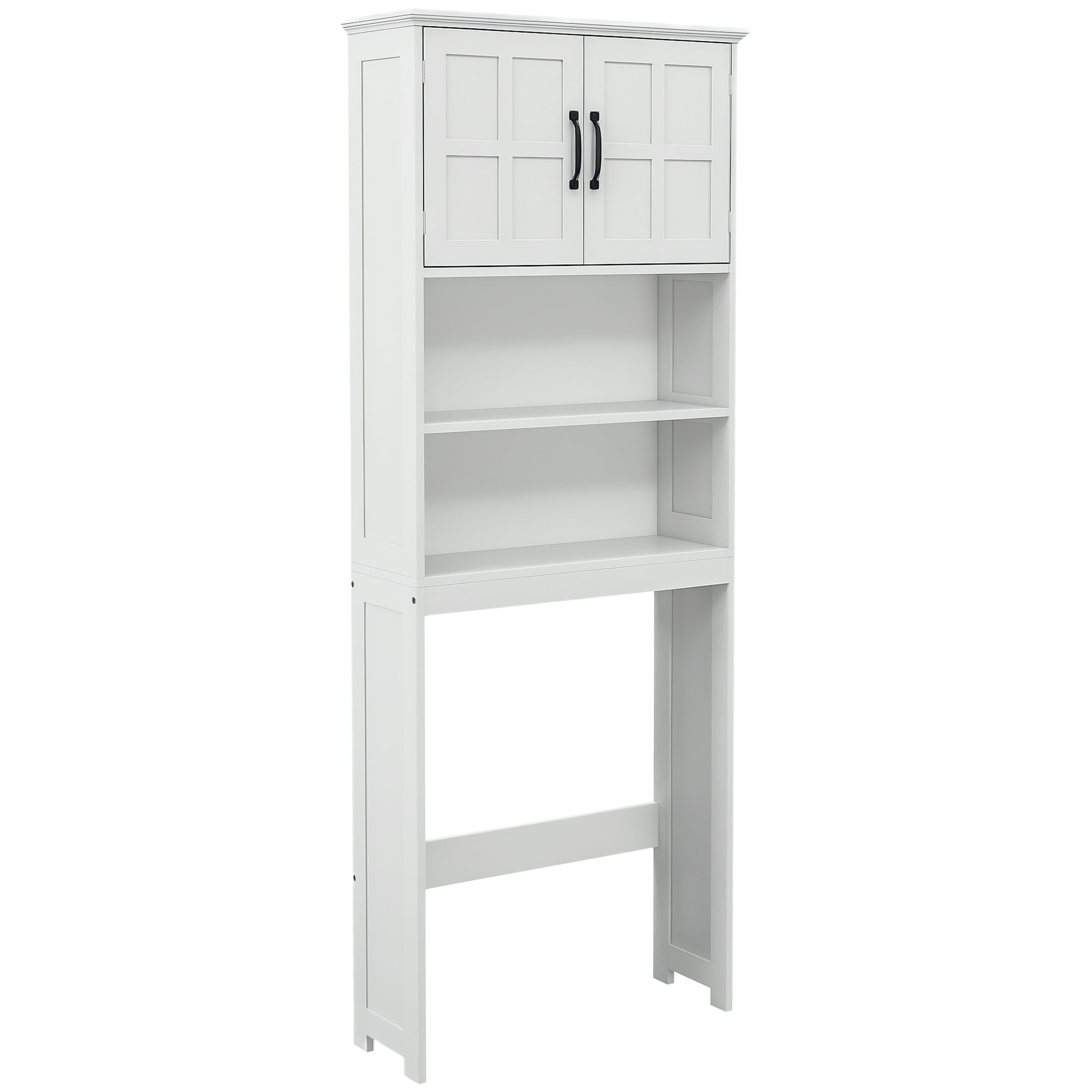 Armário sobre Sanita com 2 Portas e Prateleiras - 66x23x178 cm Branco
