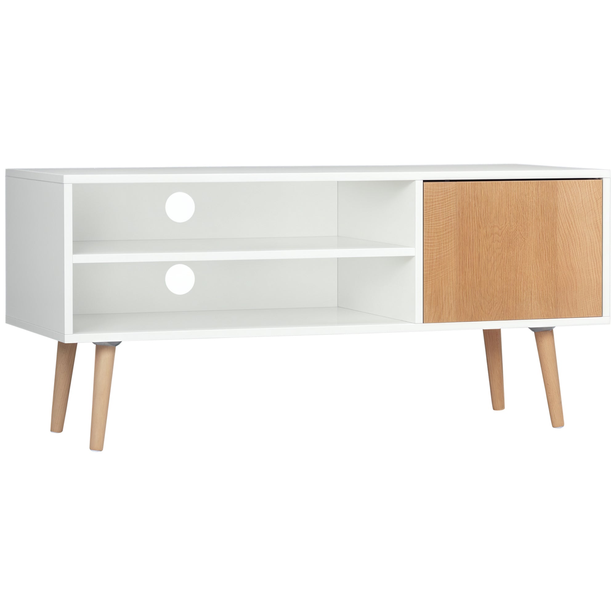 Móvel de TV Minimalista 110x40x50cm Branco e Madeira