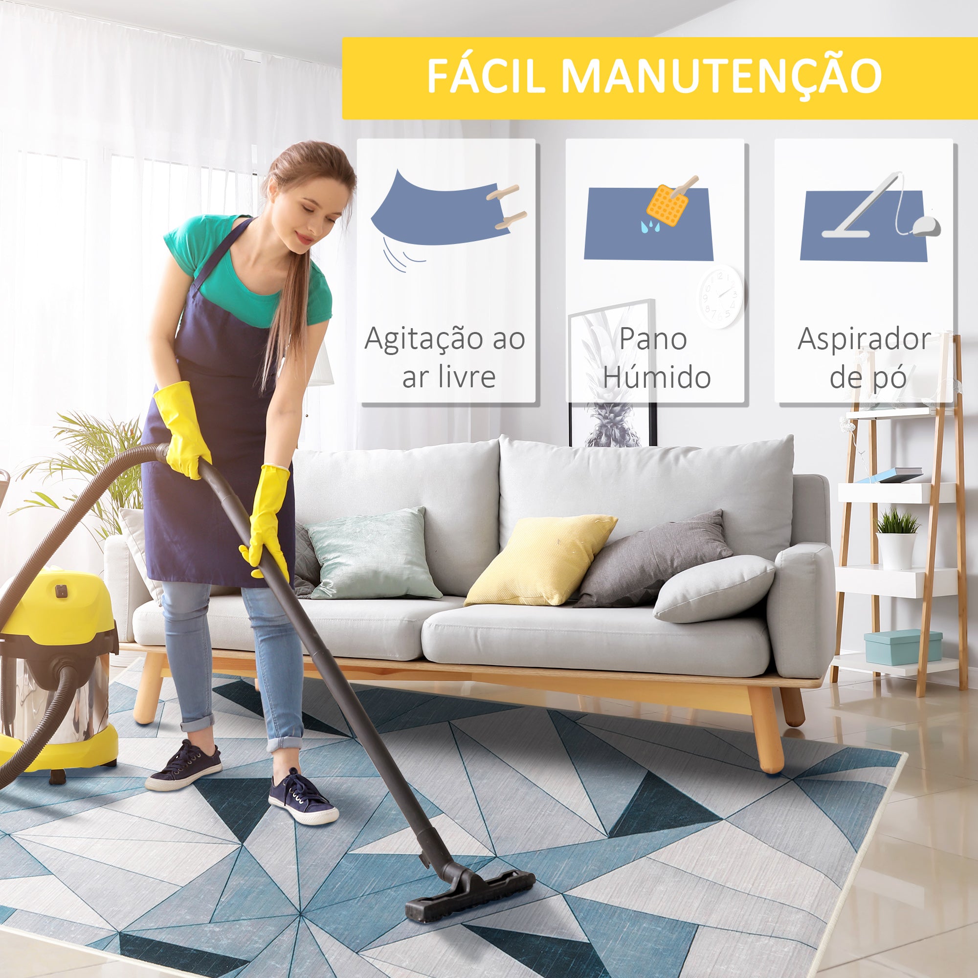 Tapete Geométrico Multicor 230x160cm para Sala de Estar