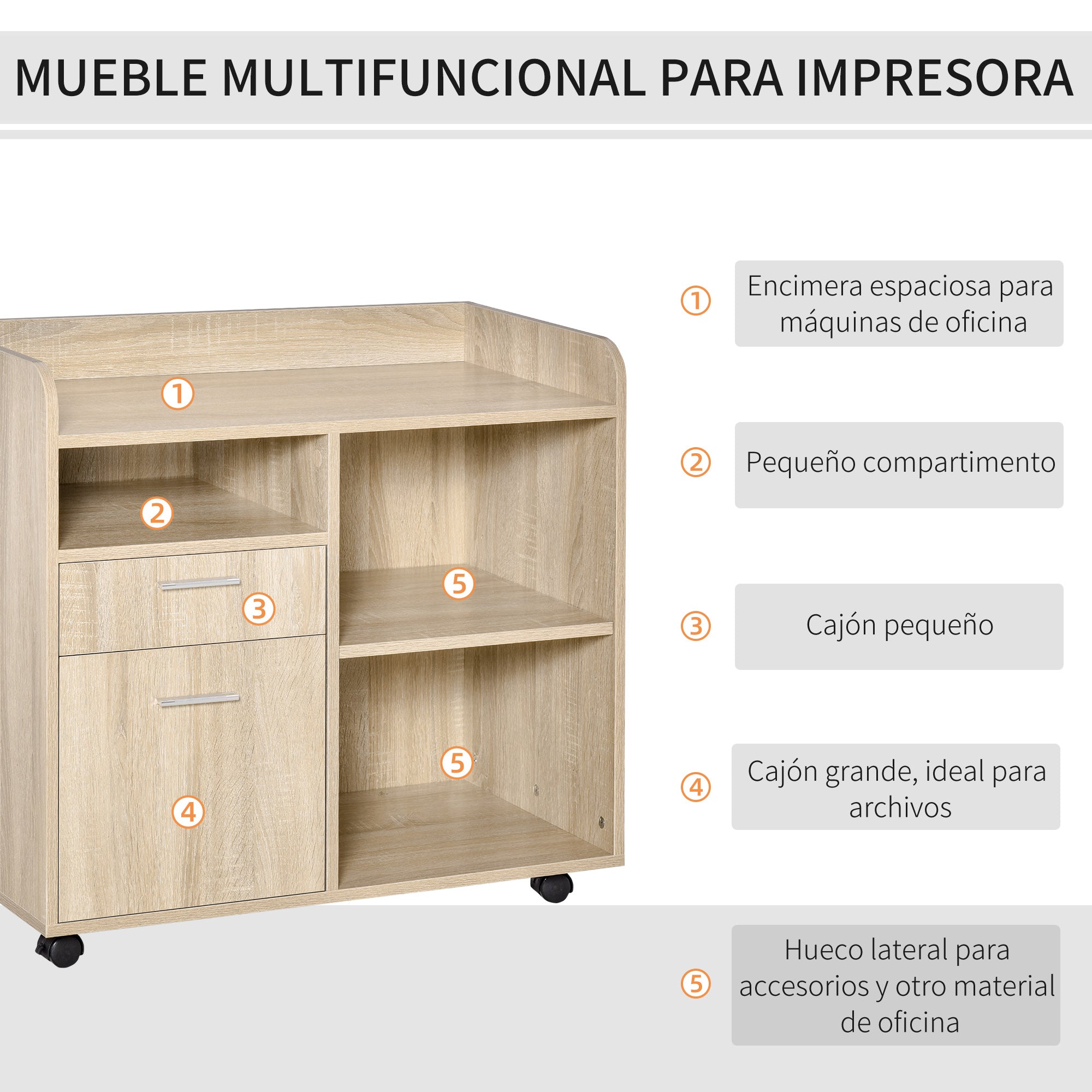 Armário Multifuncional de Escritório 80x40x72cm - Cor de Carvalho