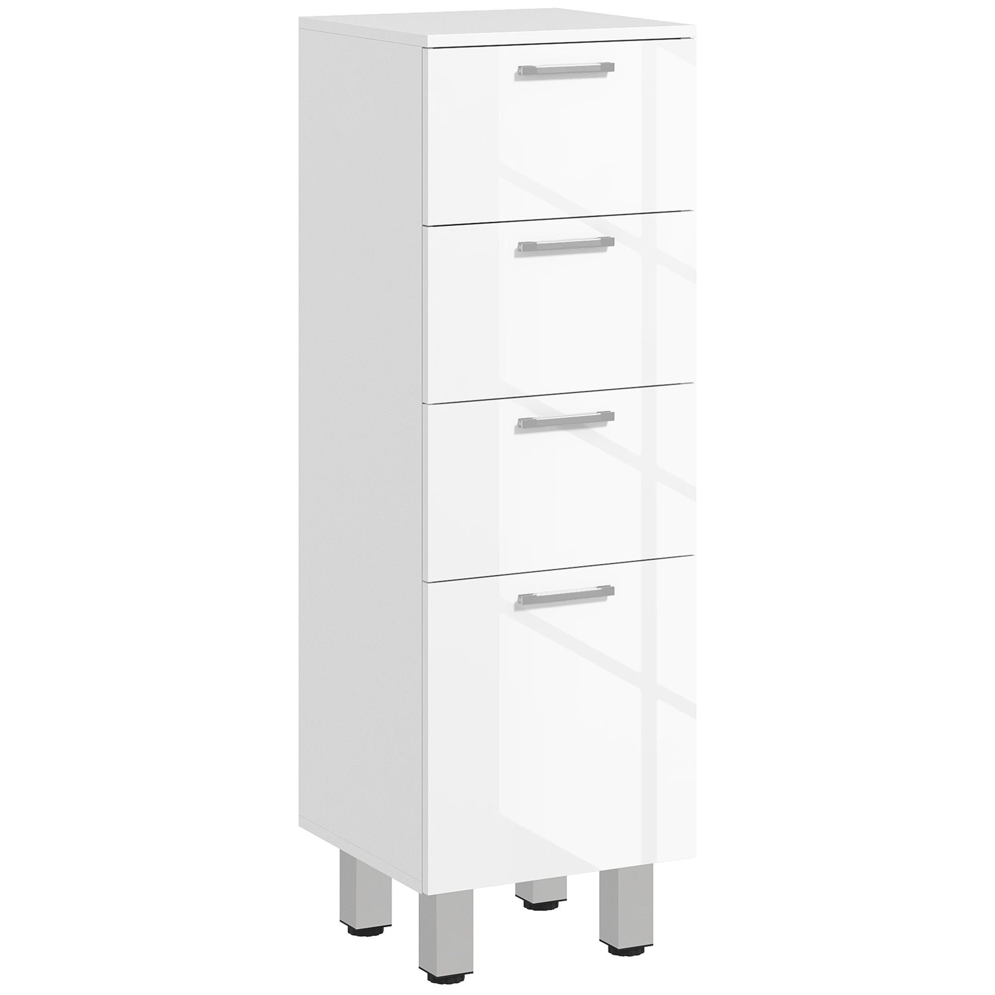 Móvel de Casa de Banho Moderno com 4 Gavetas 30x30x93 cm Branco