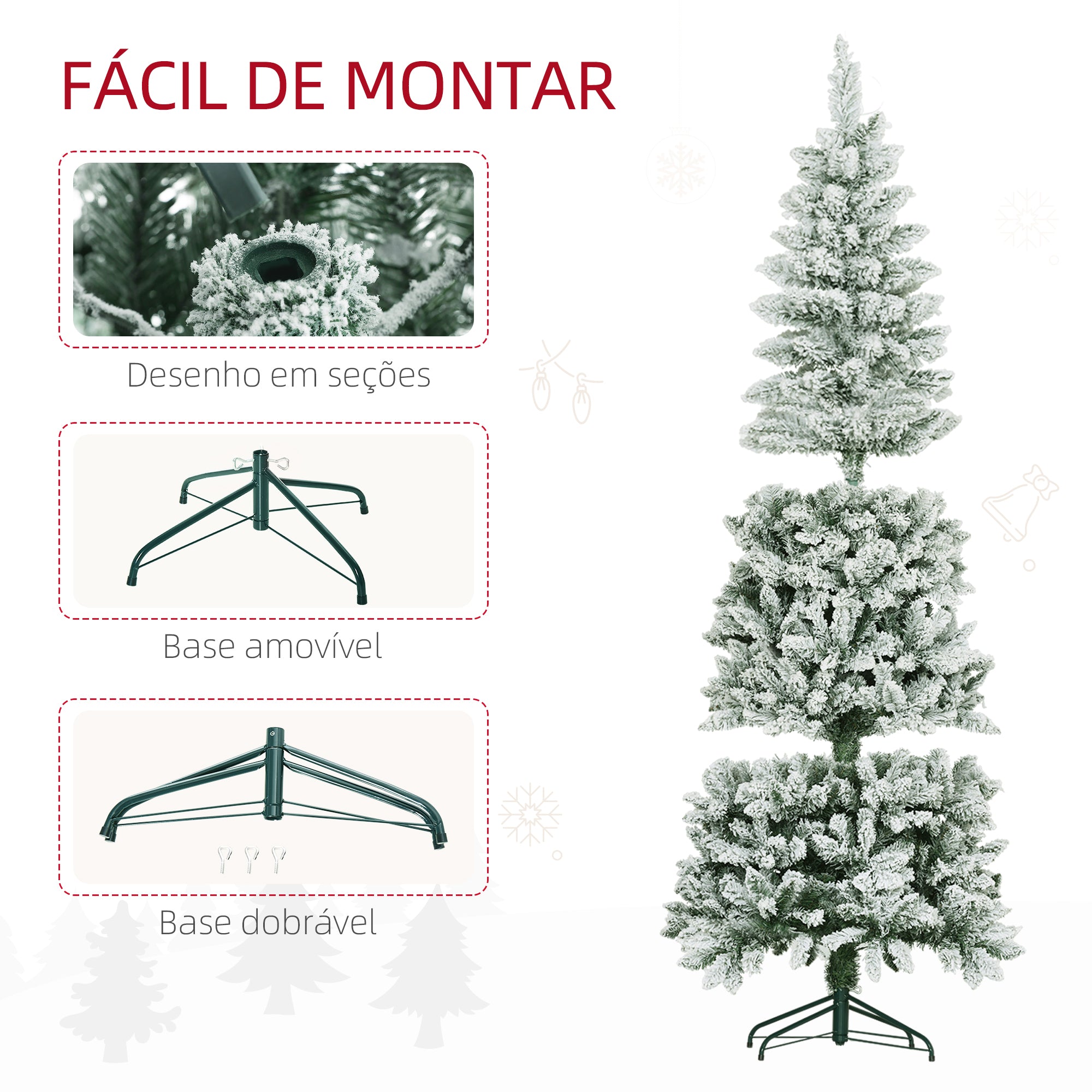 Árvore de Natal Artificial Coberta de Neve 180 cm Verde