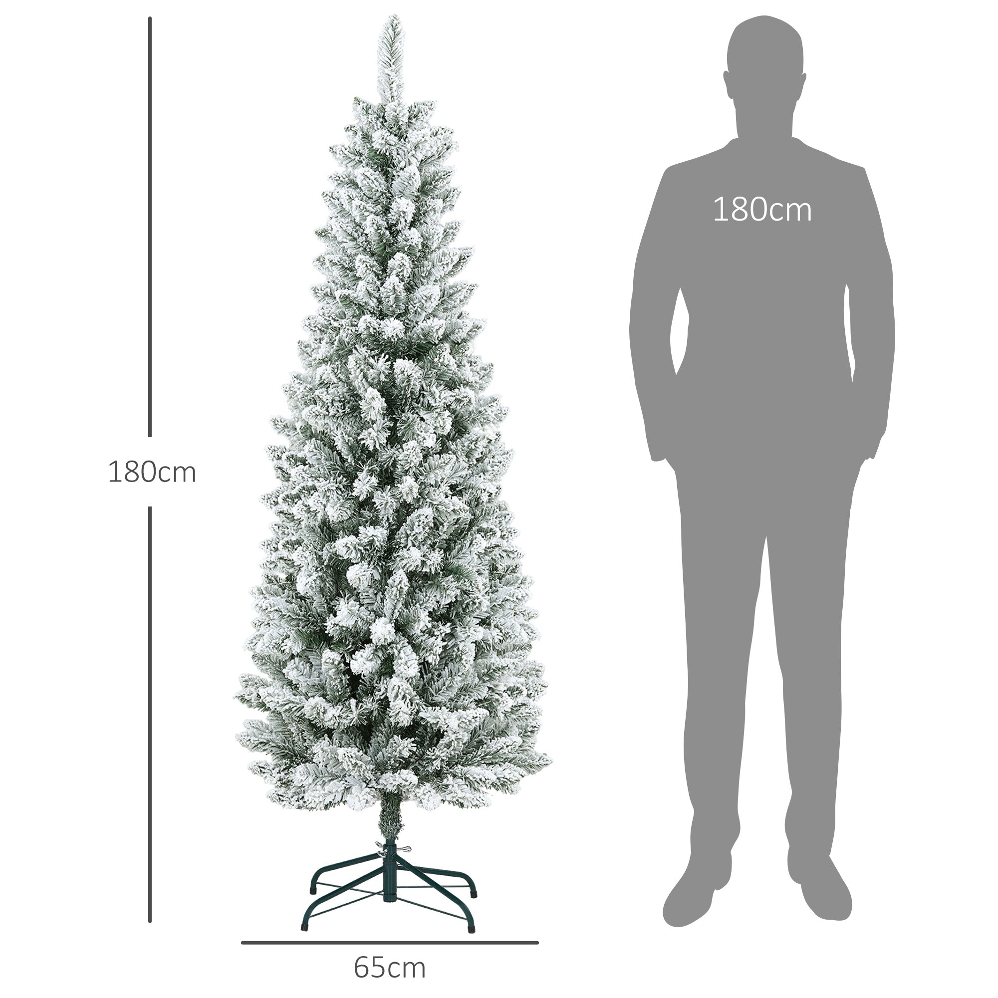 Árvore de Natal Artificial Coberta de Neve 180 cm Verde