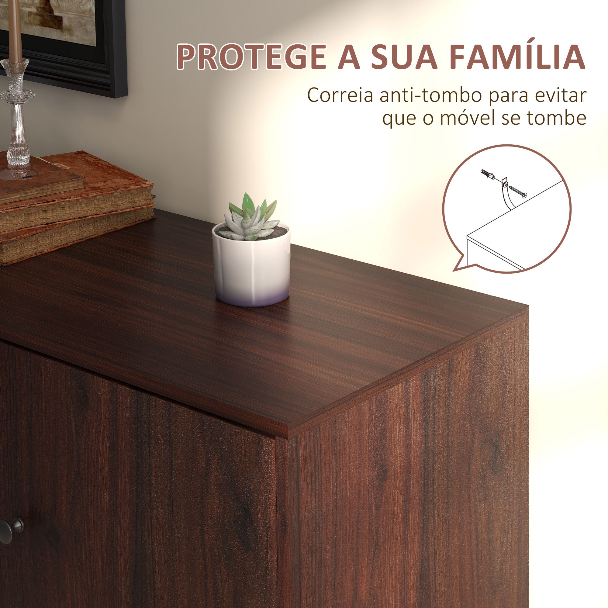 Aparador Buffet Moderno 127x40x76 cm Marrom e Preto