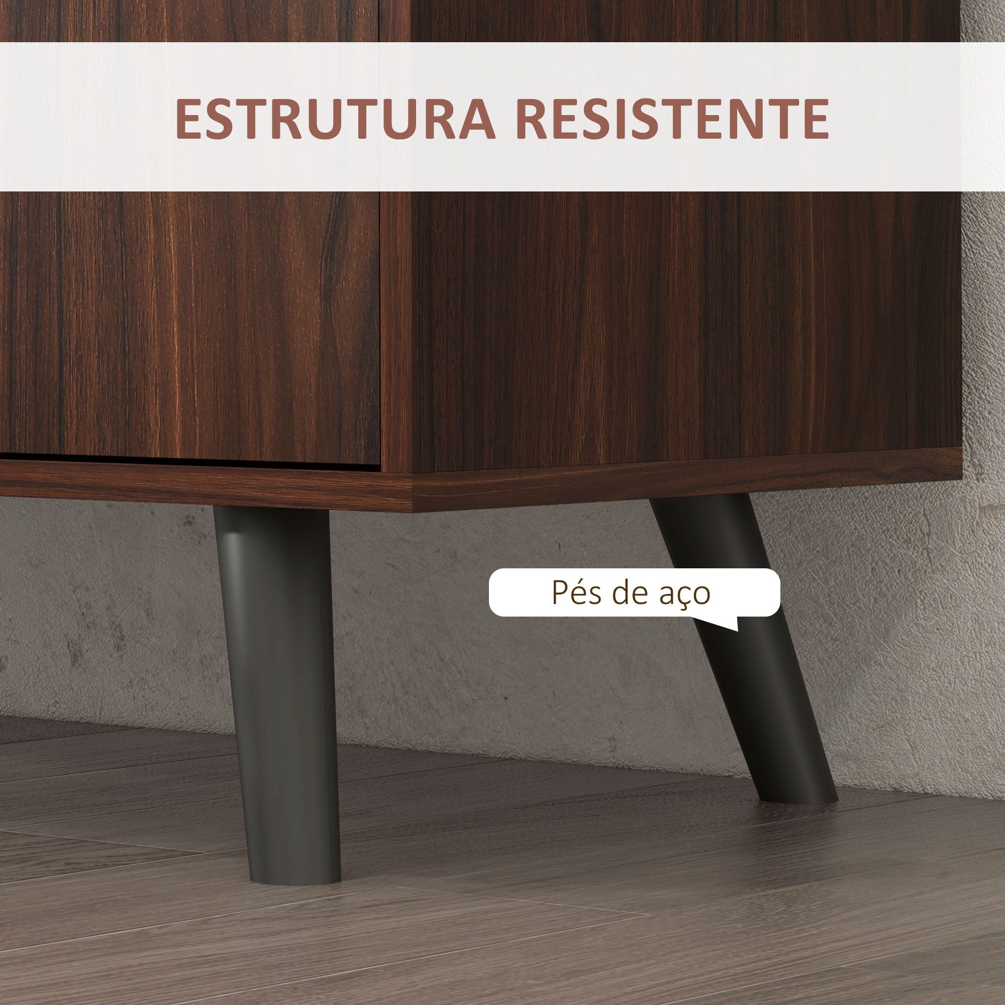 Aparador Buffet Moderno 127x40x76 cm Marrom e Preto