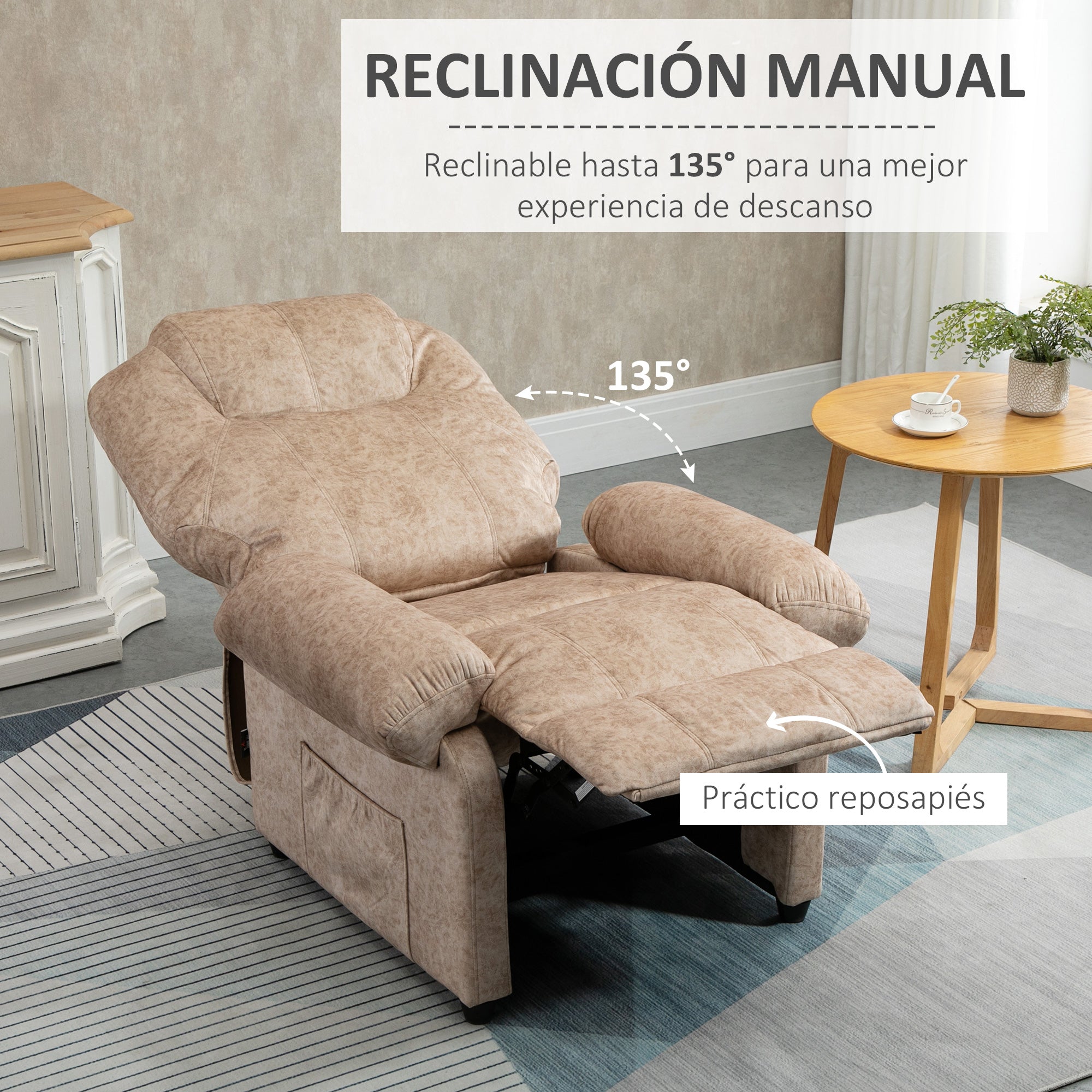 Poltrona Relax Reclinável Bege 88x91x108 cm