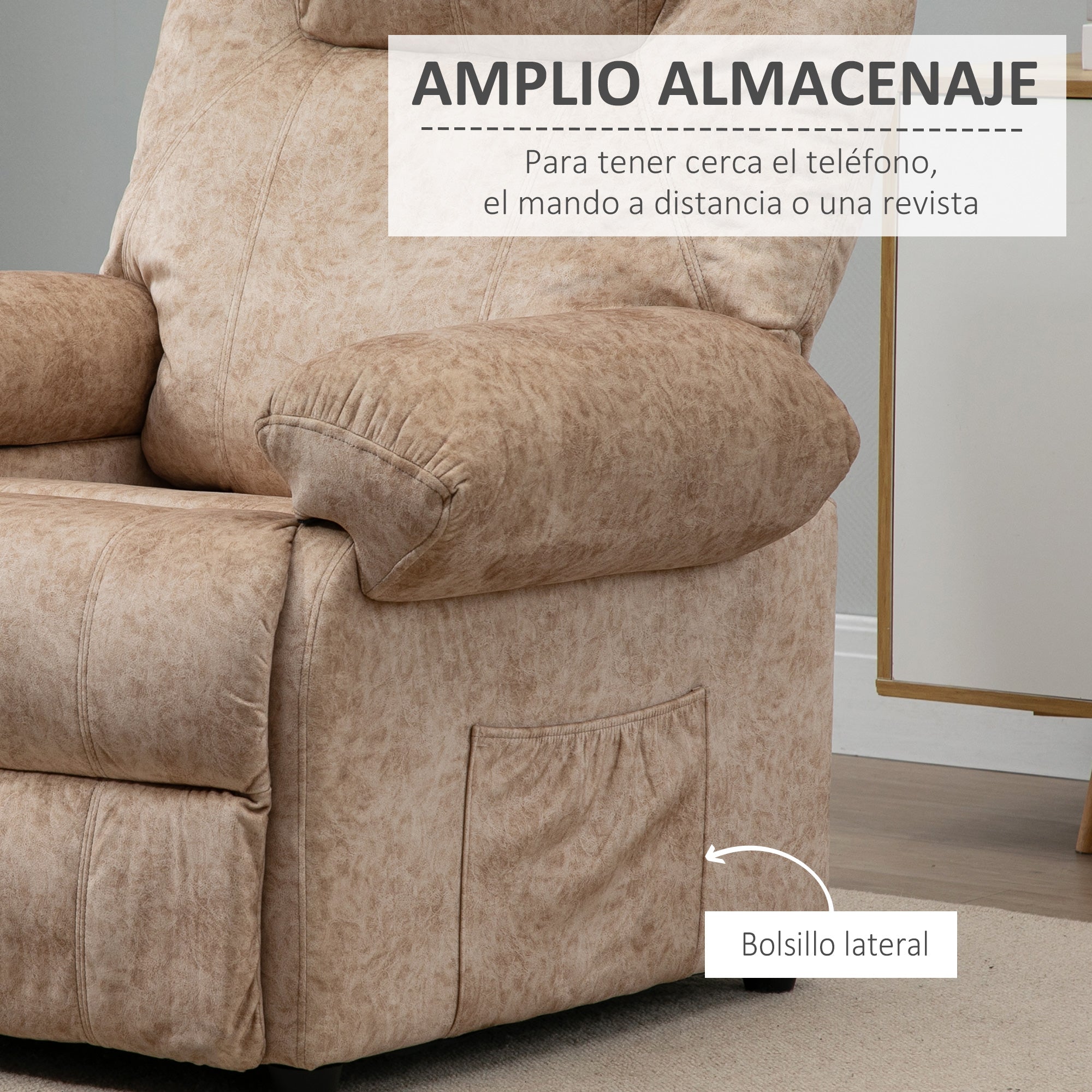 Poltrona Relax Reclinável Bege 88x91x108 cm