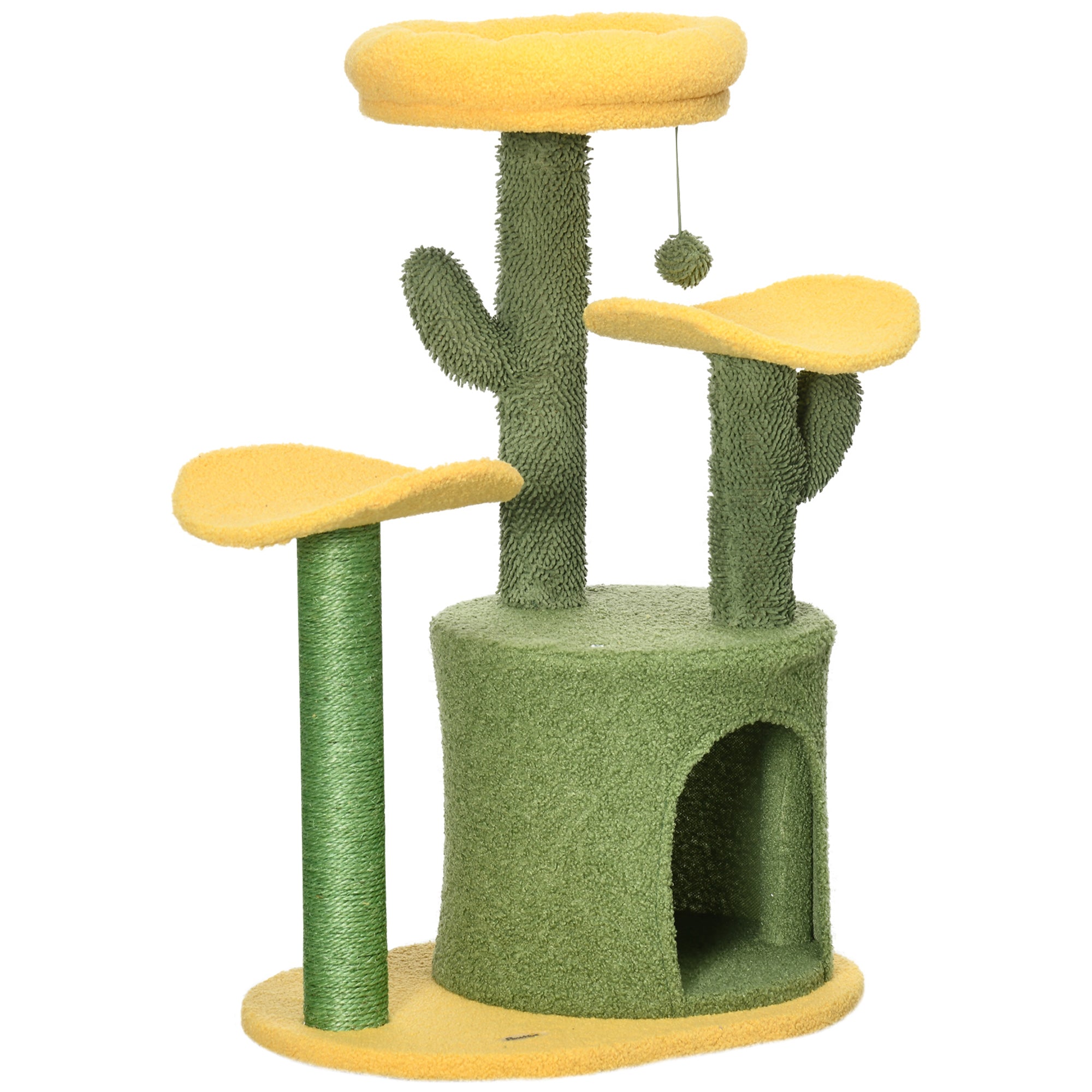 Árvore Arranhador para Gatos em Forma de Cacto Altura 83cm Verde