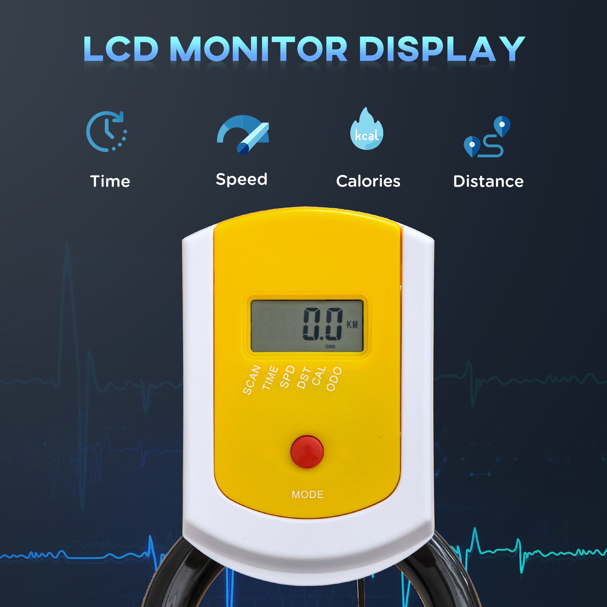 Bicicleta Estática Fitness Amarelo e Preto 45,5x100x101-113 cm