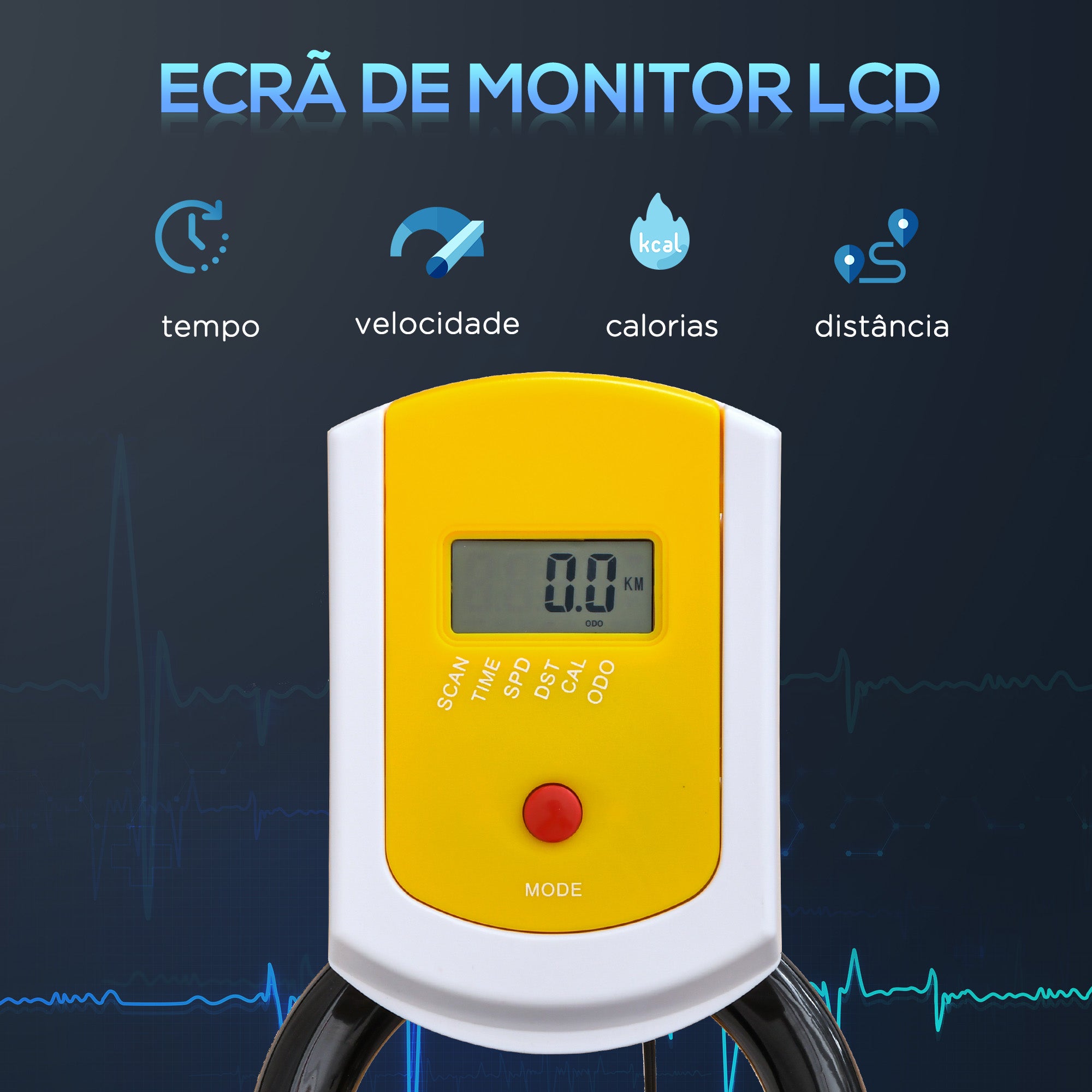 Bicicleta Estática Fitness Amarelo e Preto 45,5x100x101-113 cm