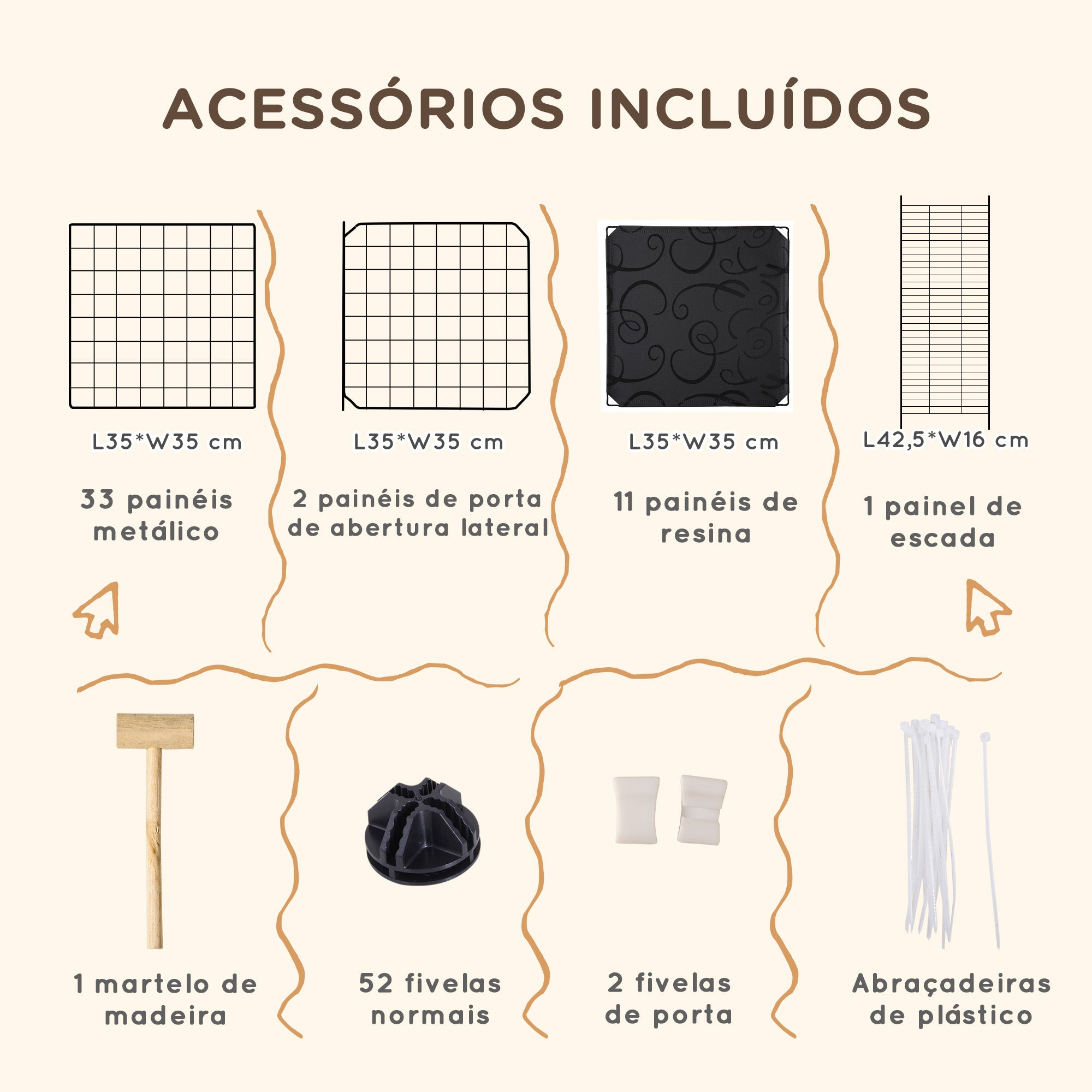 Recinto Metálico para Pequenos Animais 175x105x70 cm - Cor Preto