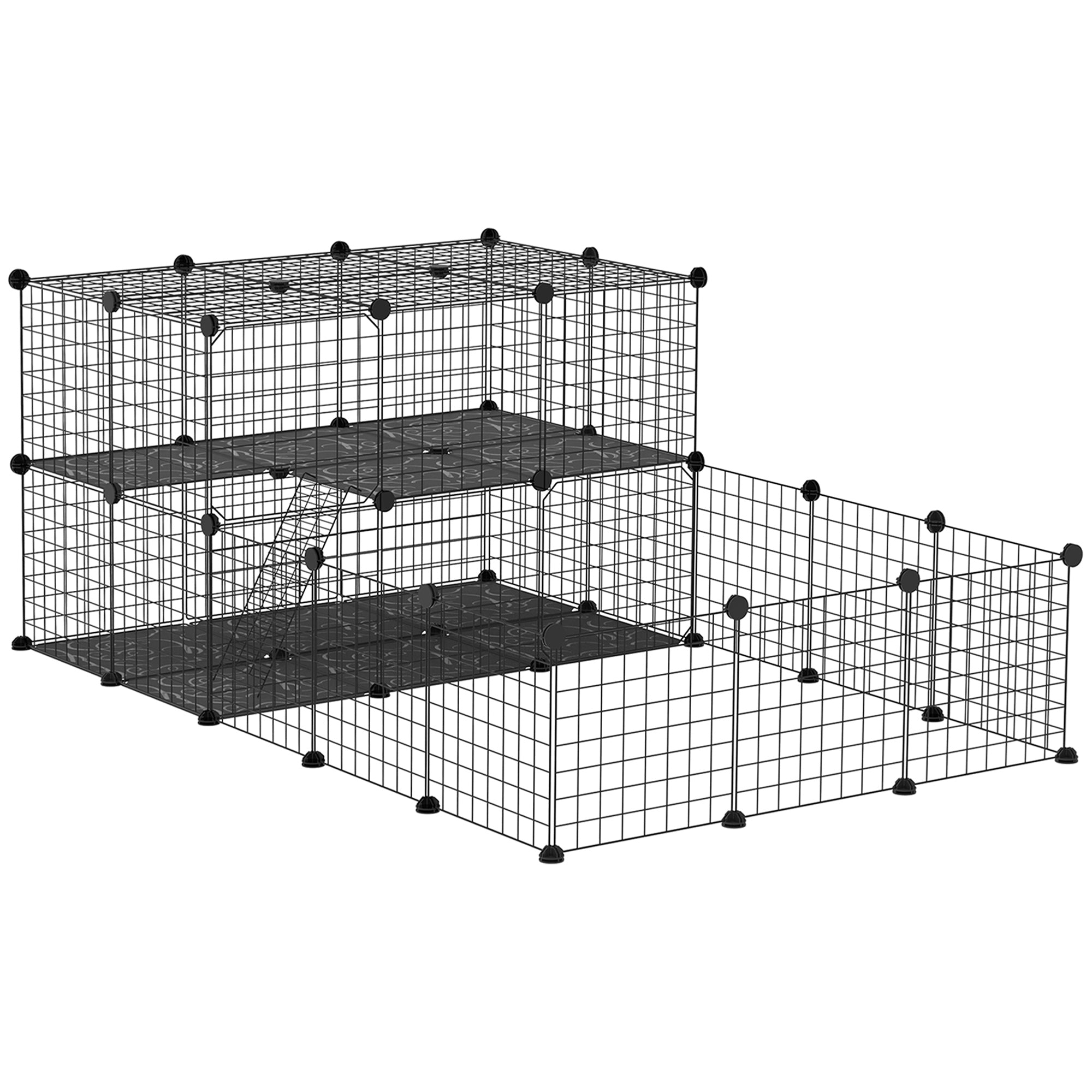 Recinto Metálico para Pequenos Animais 175x105x70 cm - Cor Preto