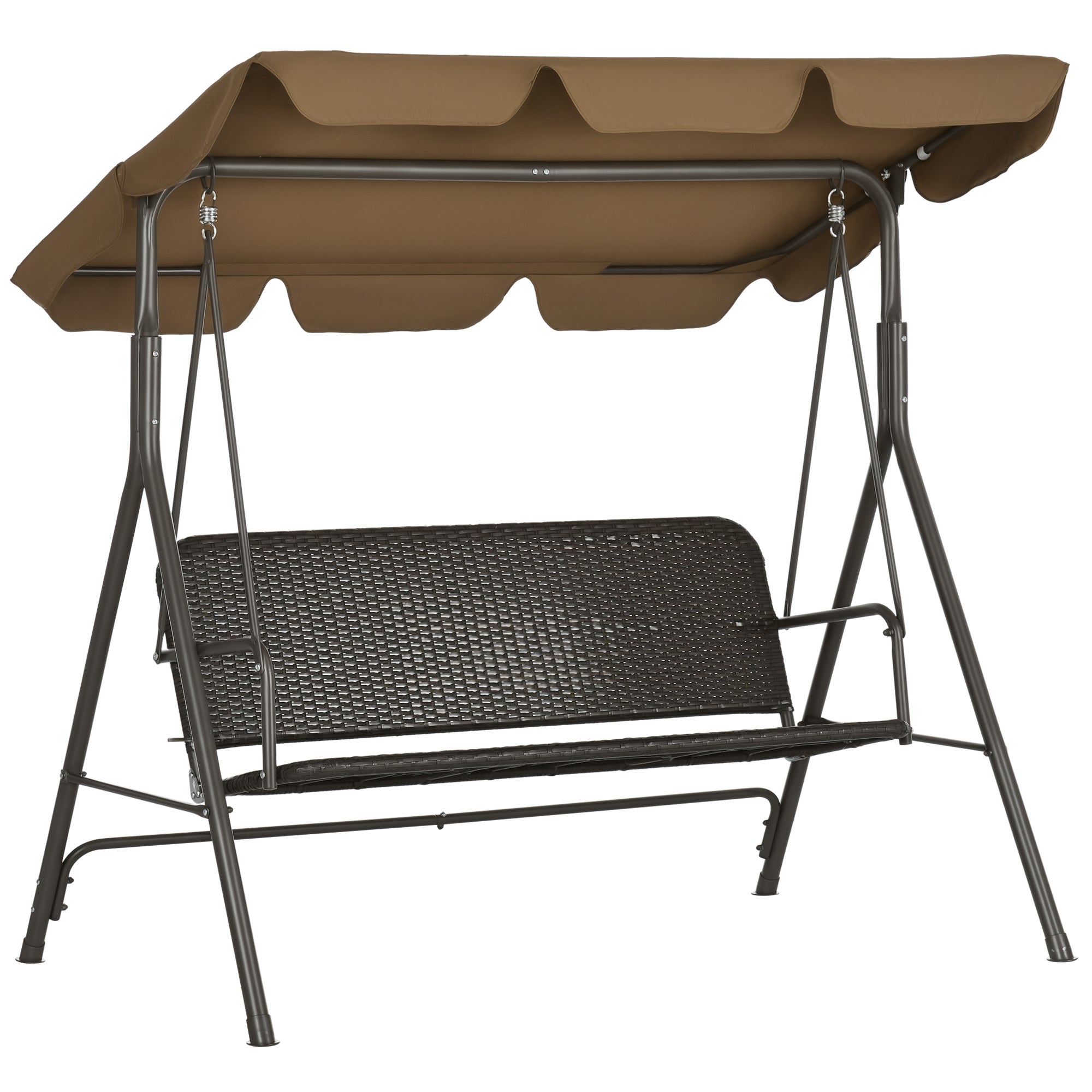 Baloiço de Jardim Marrom 167x112x153 cm com Toldo Ajustável em Vime PE
