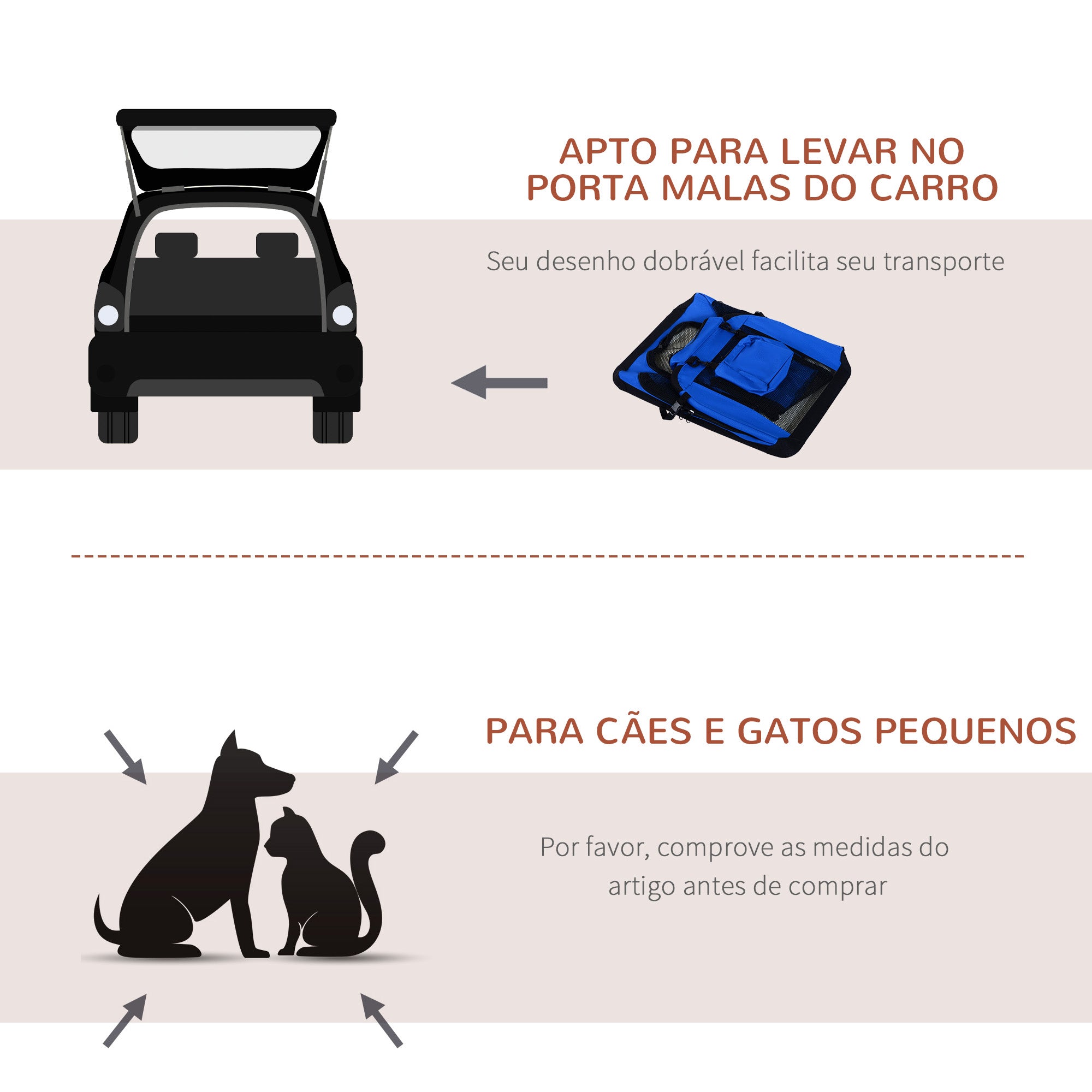 Transportadora para Cães e Gatos Dobrável 60x42x42 cm Azul e Preto