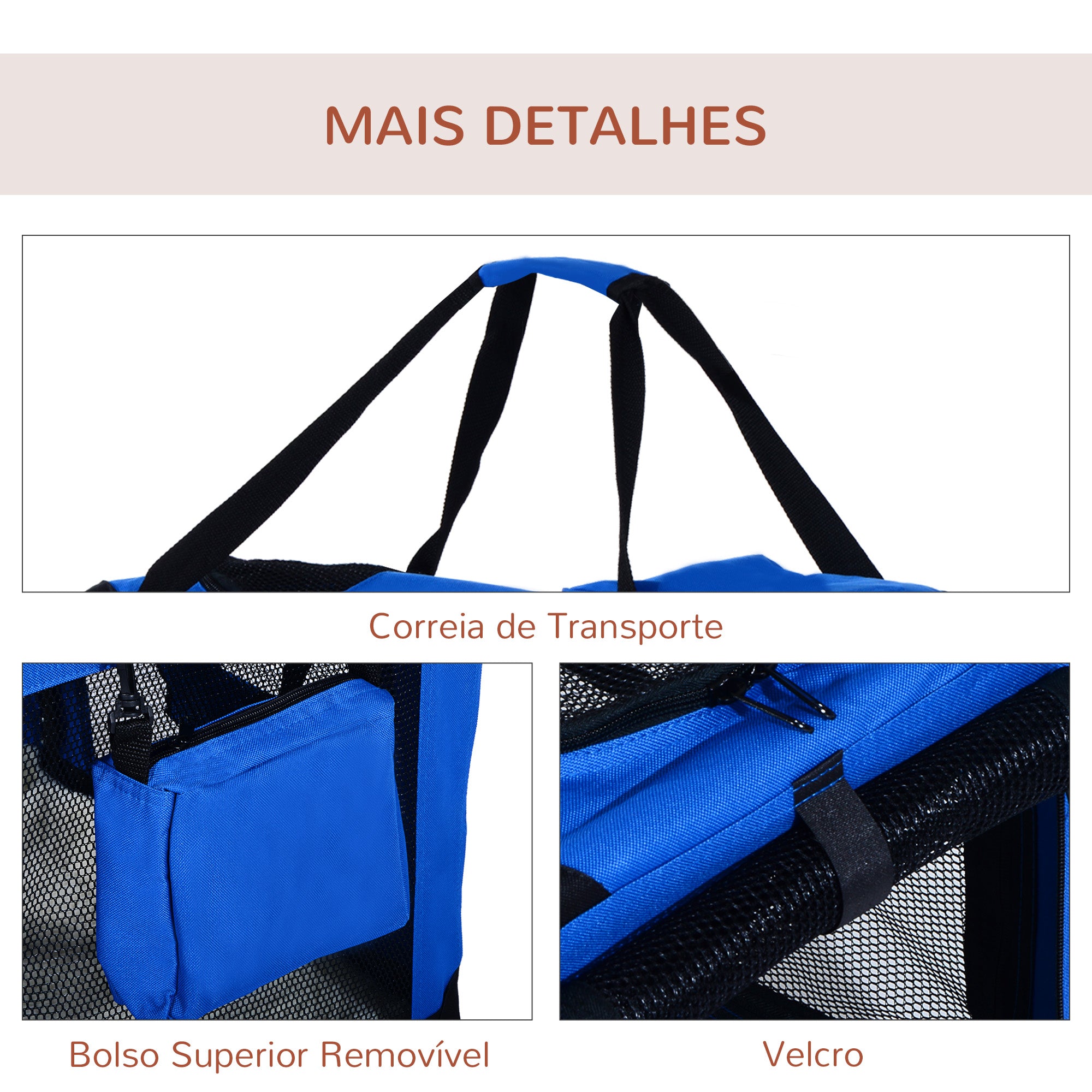 Transportadora para Cães e Gatos Dobrável 60x42x42 cm Azul e Preto