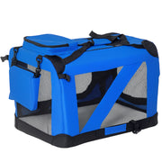 Transportadora para Cães e Gatos Dobrável 60x42x42 cm Azul e Preto