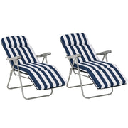 Espreguiçadeiras de Jardim Dobráveis 60x75x102cm Azul e Branco