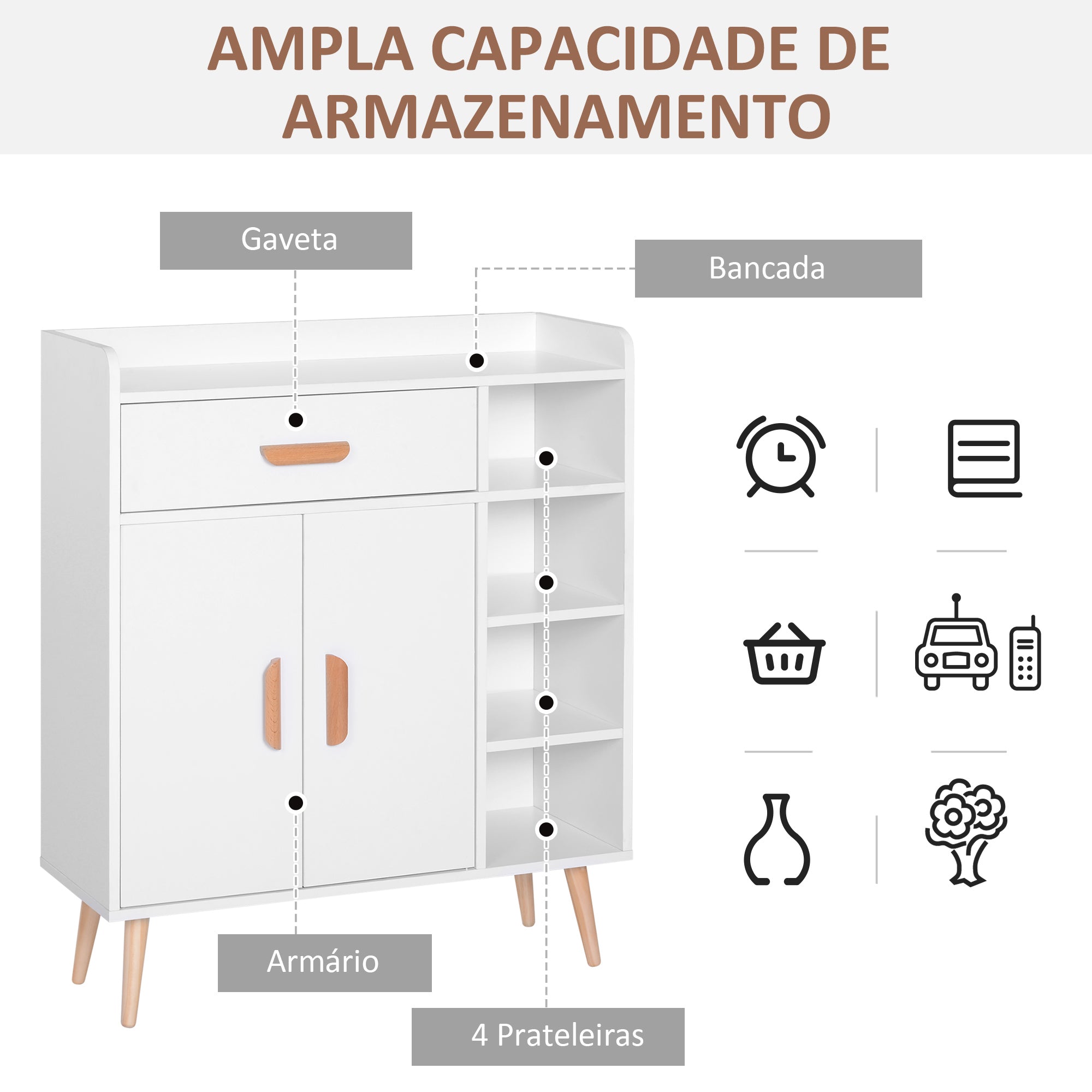 Armário Multiuso Branco 80x29,5x96cm