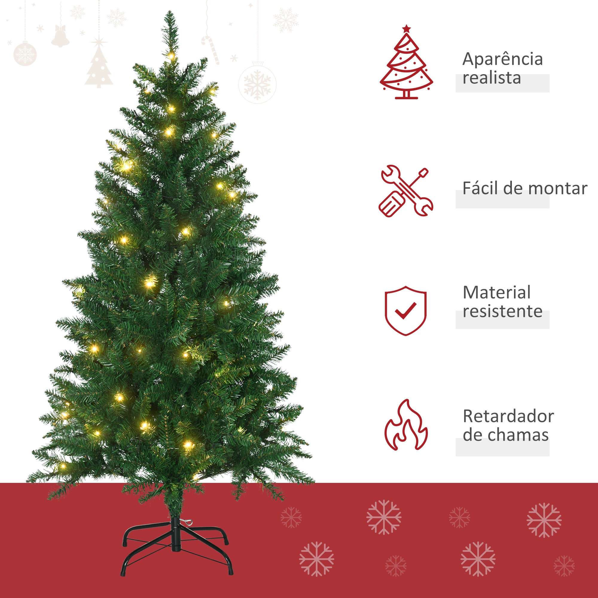 Árvore de Natal Artificial Ø84x150 cm Verde com 502 Ramos e Luzes LED