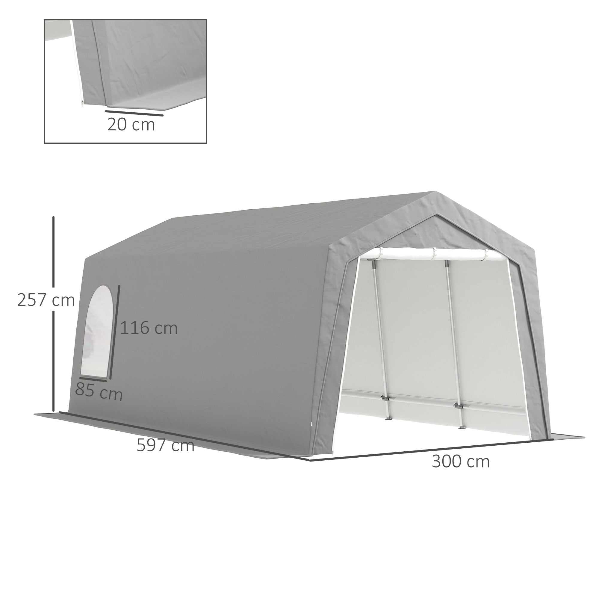 Abrigo de Jardim Exterior 300x597x257 cm Cinza Claro