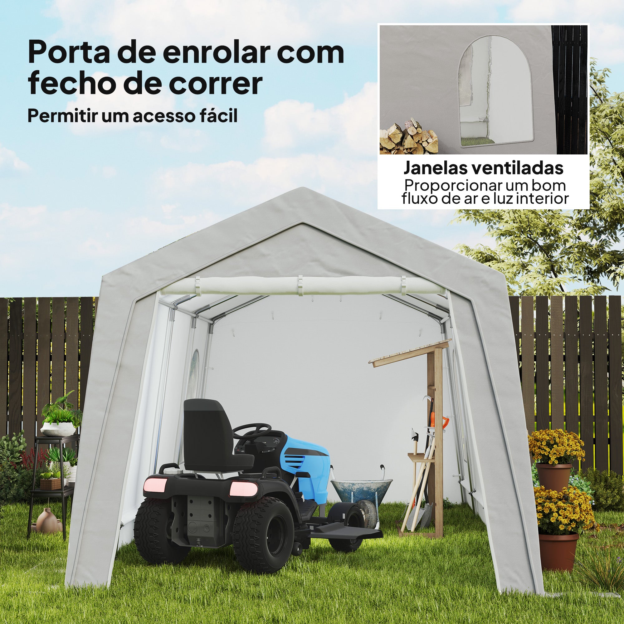 Abrigo de Jardim Exterior 300x597x257 cm Cinza Claro