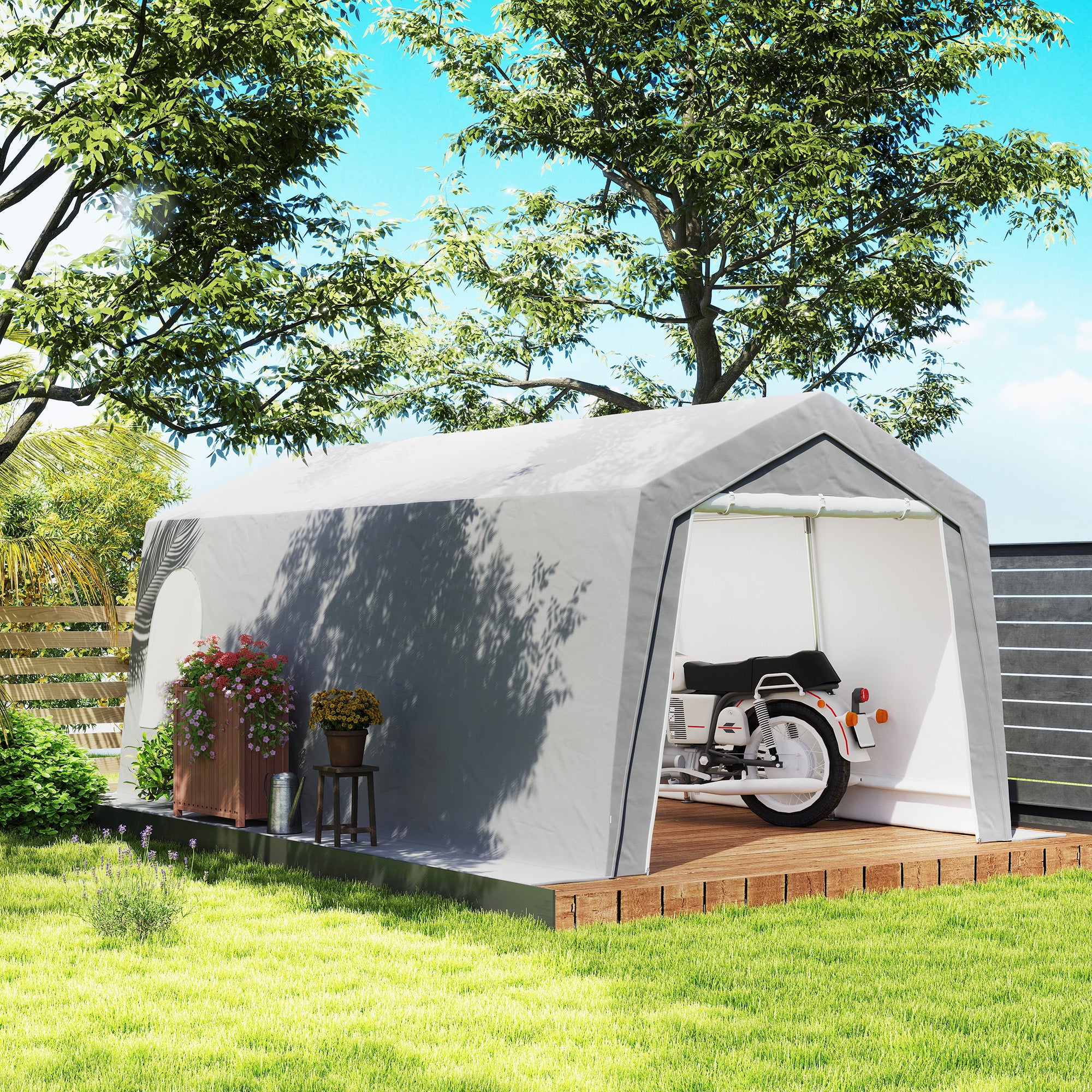 Abrigo de Jardim Exterior 300x597x257 cm Cinza Claro