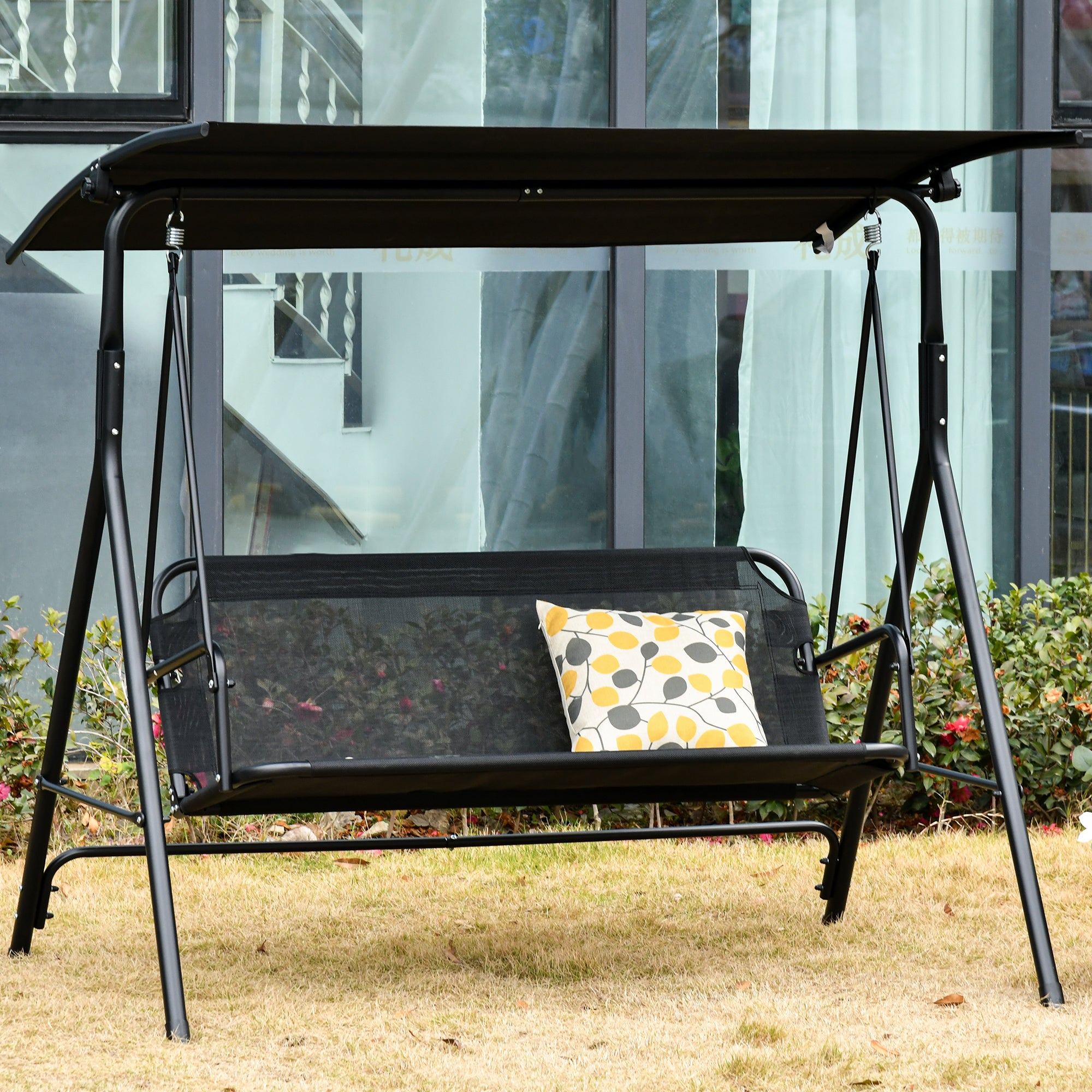 Baloiço de Jardim 2 Lugares Preto 172x110x155 cm