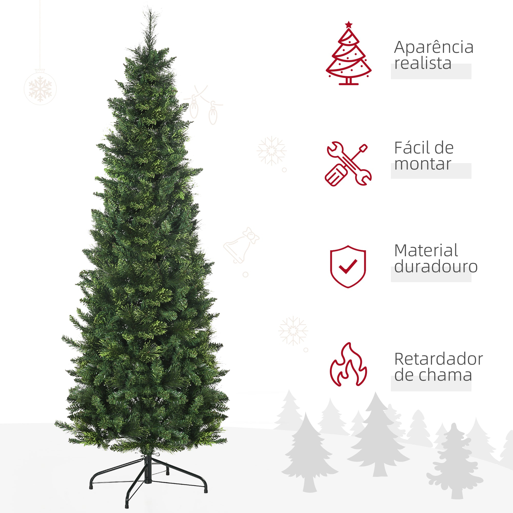 Árvore de Natal Artificial – 180 cm – Verde – PVC e aço