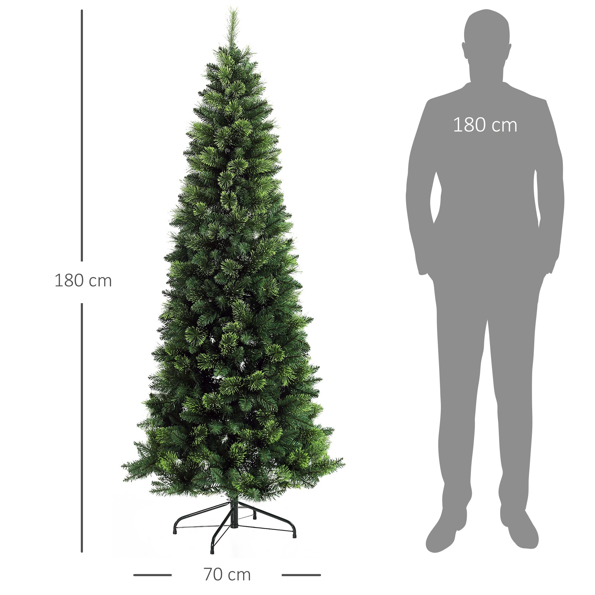 Árvore de Natal Artificial – 180 cm – Verde – PVC e aço