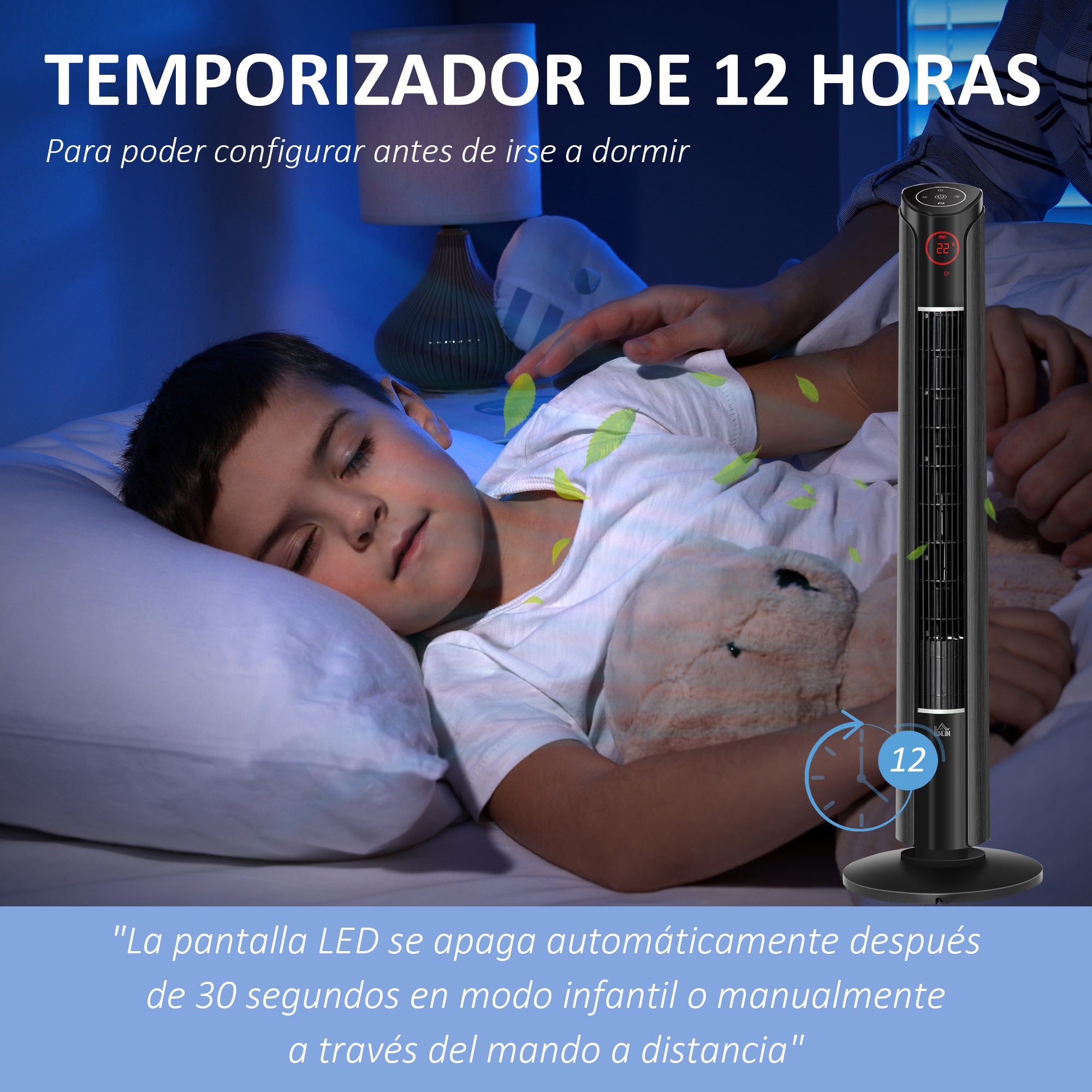 Ventoinha de Coluna Altura 107cm Preto