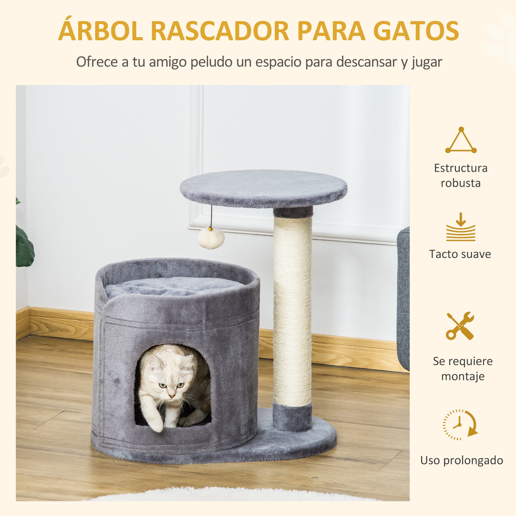 Arranhador para Gatos Pequeno Cinzento - Medidas 55x36x59 cm