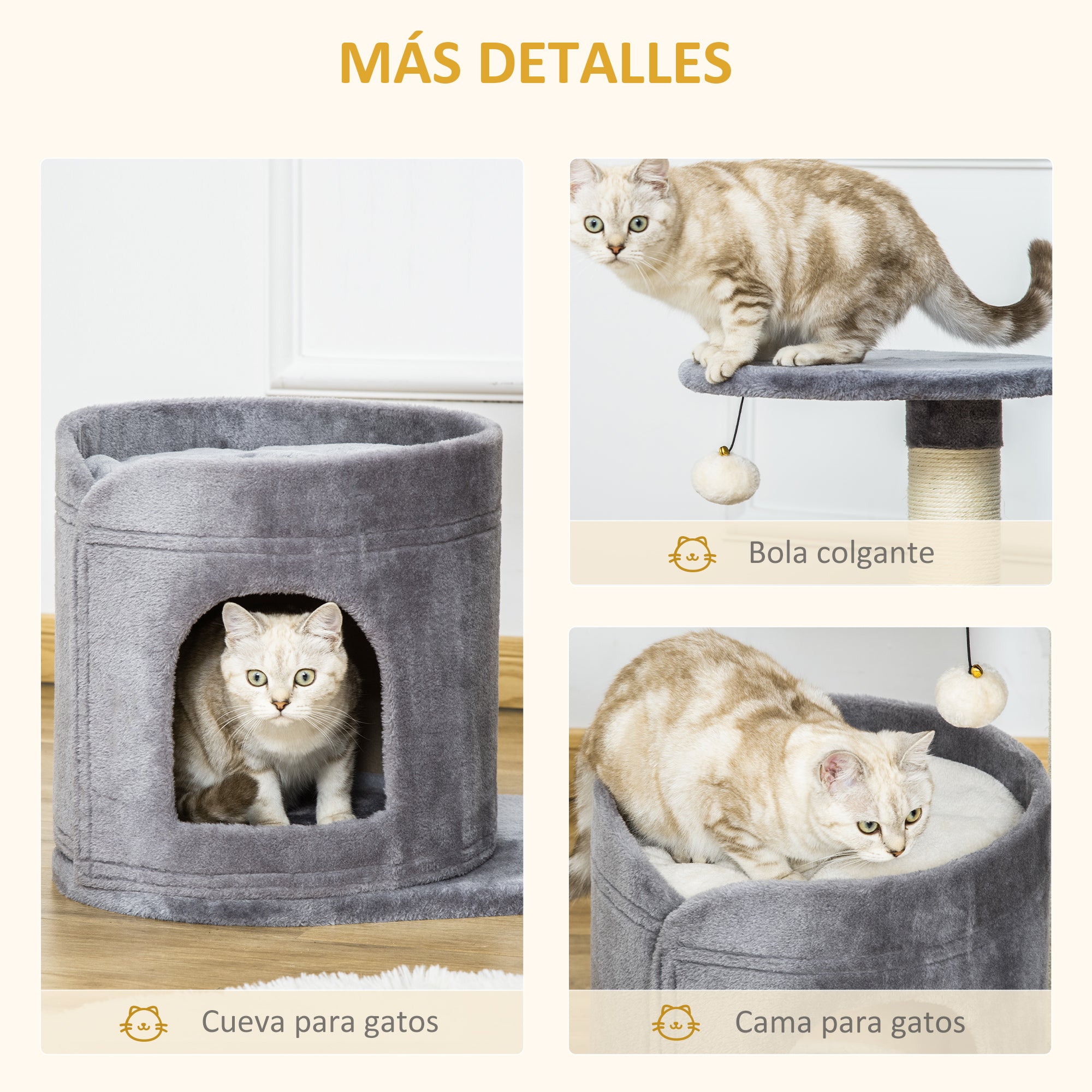 Arranhador para Gatos Pequeno Cinzento - Medidas 55x36x59 cm