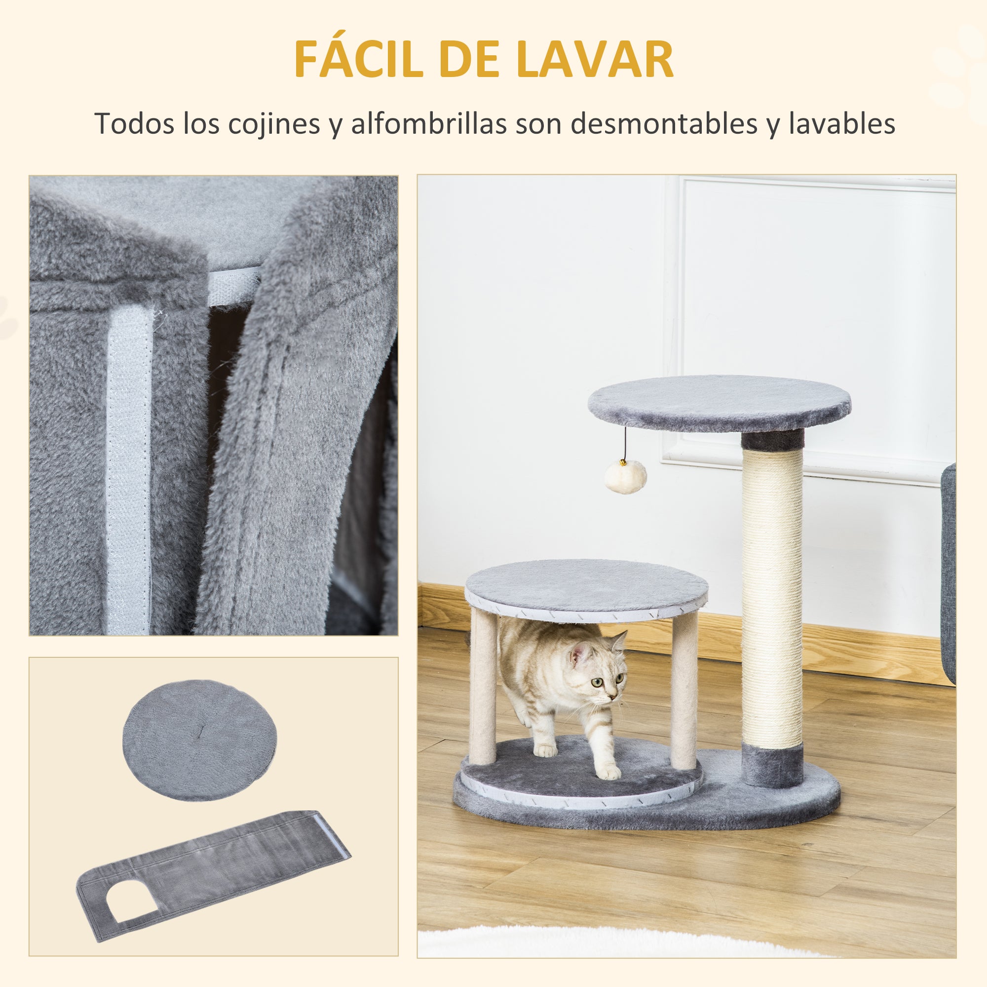 Arranhador para Gatos Pequeno Cinzento - Medidas 55x36x59 cm