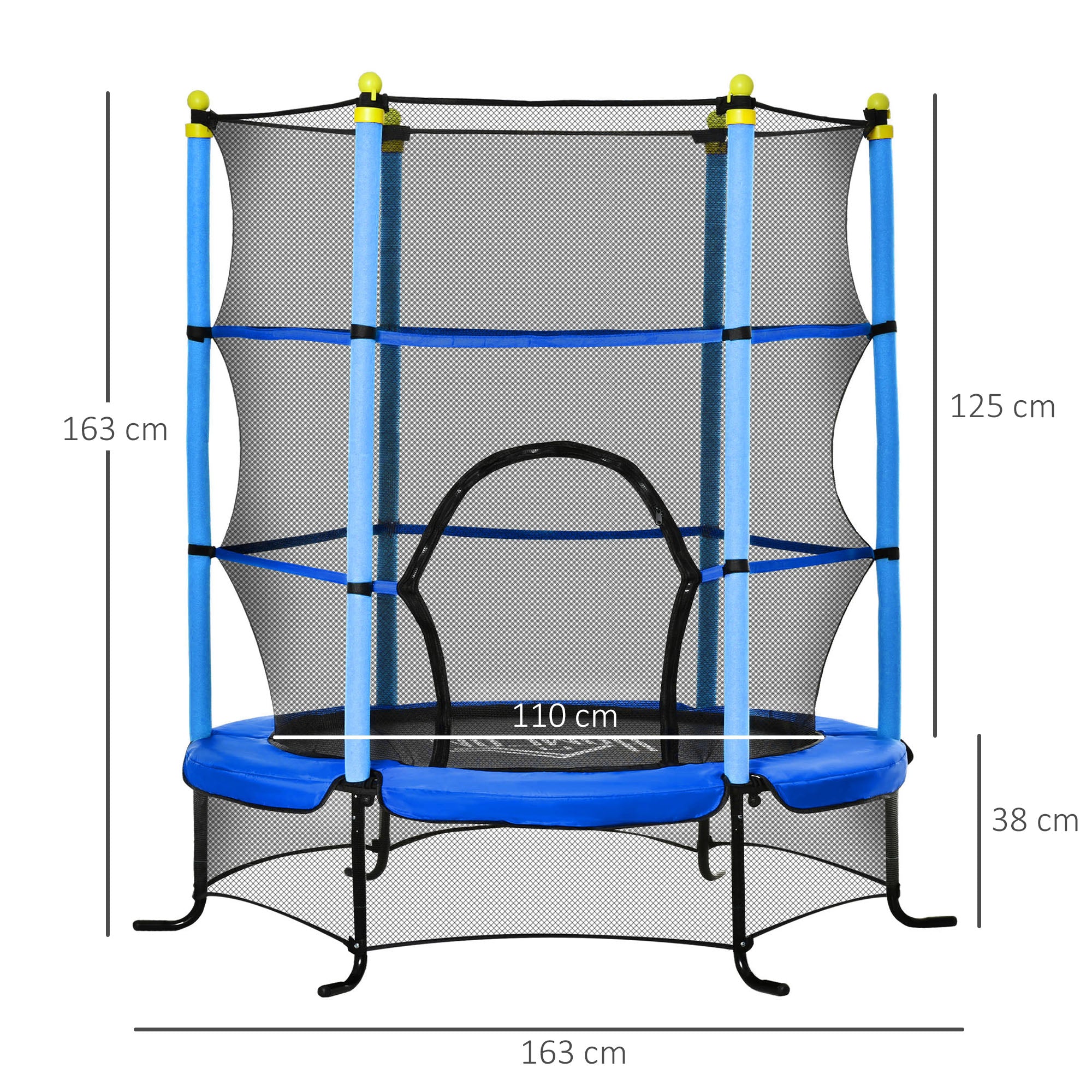 Trampolim Infantil Azul 163x163x163 cm com Rede de Segurança