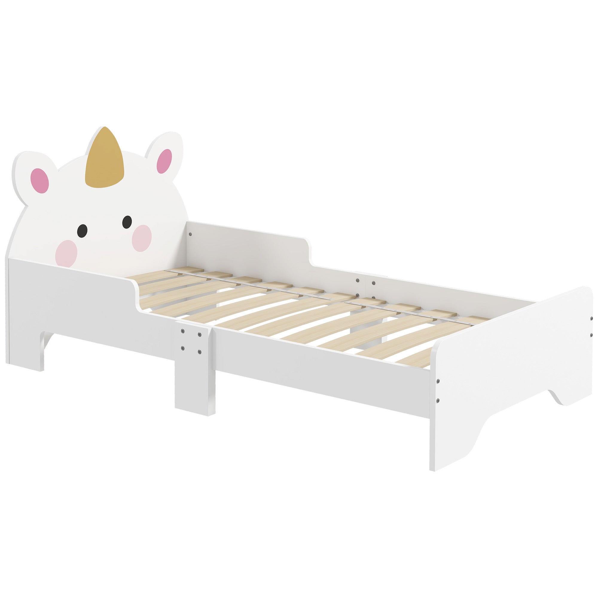 Cama Infantil 143x74x67 cm Branco com Design de Unicórnio para Crianças de 3-6 Anos