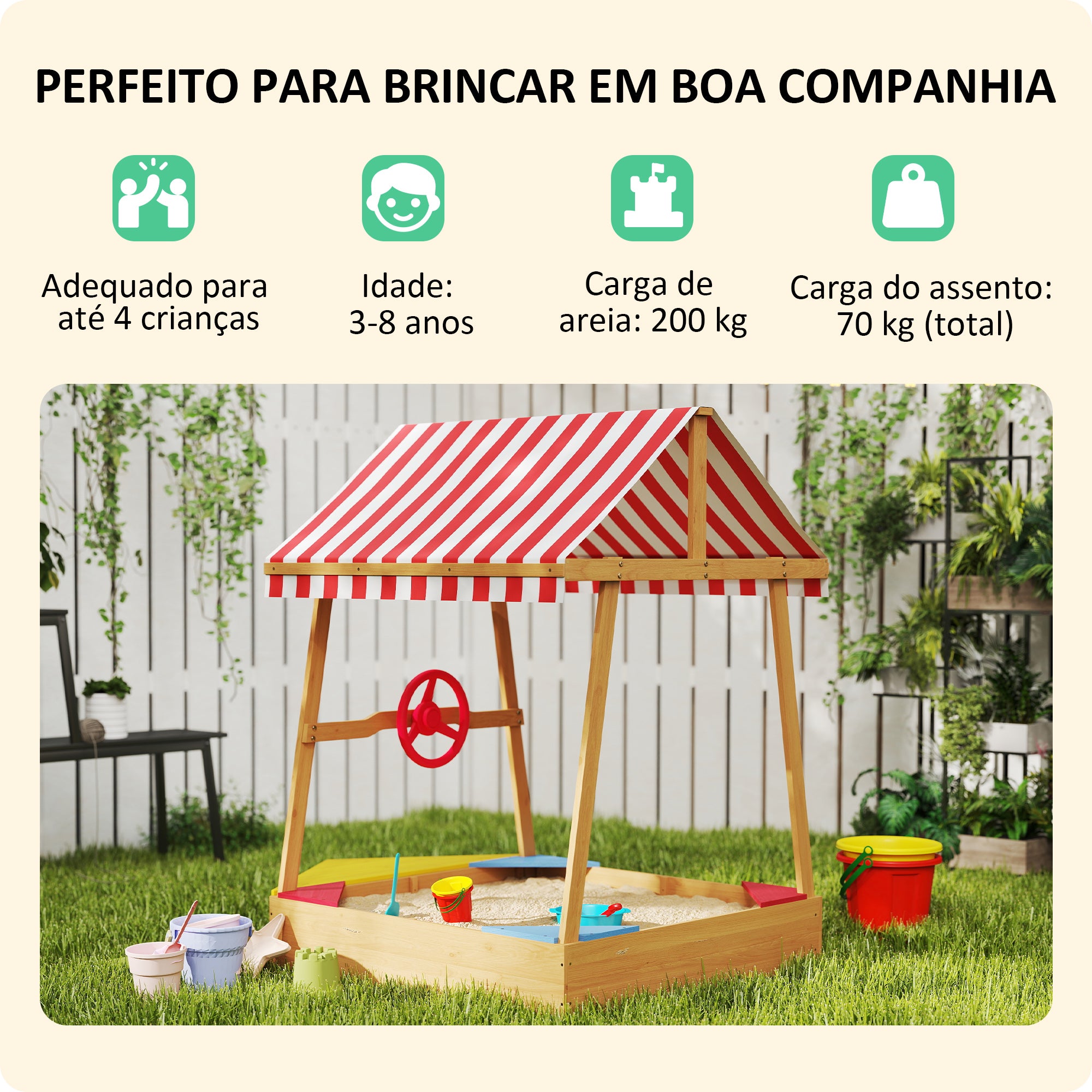 Caixa de Areia Infantil em Forma de Barco 133x101x141 cm - Amarelo