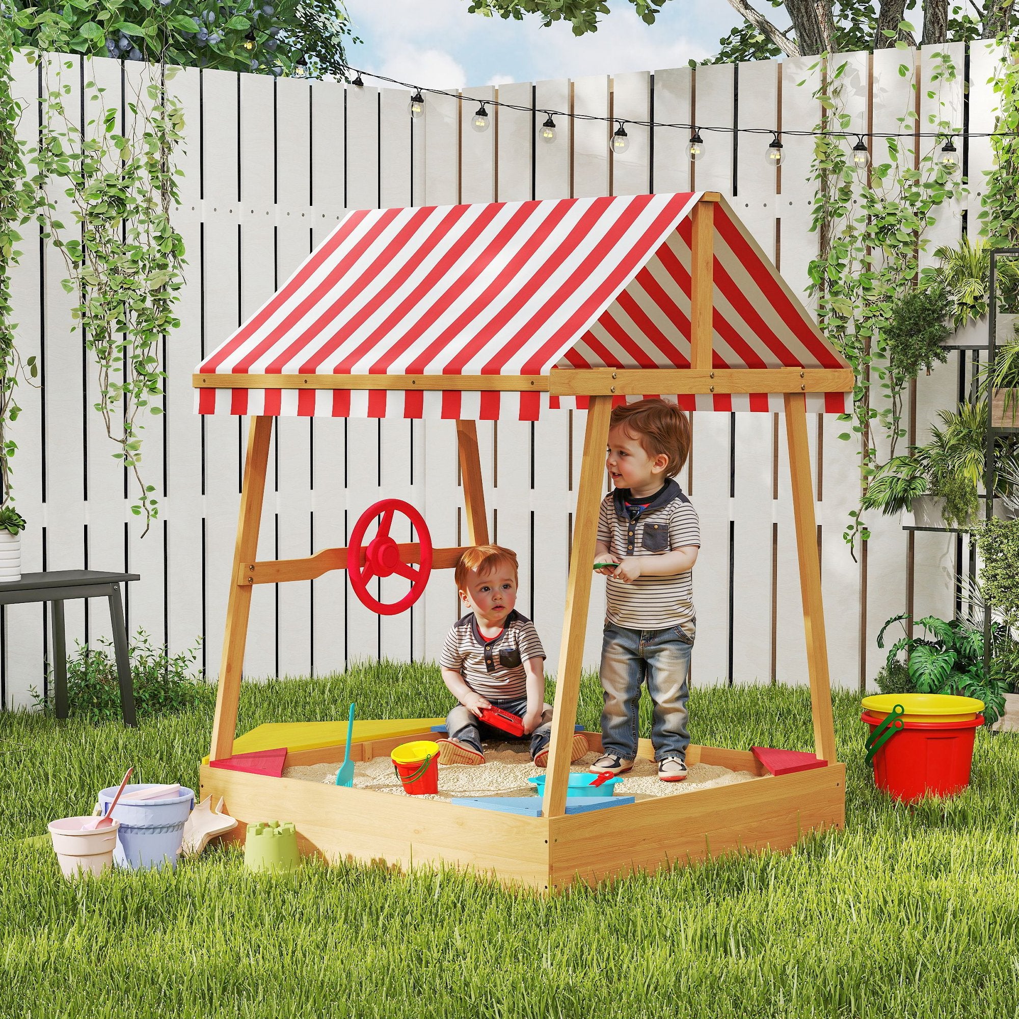 Caixa de Areia Infantil em Forma de Barco 133x101x141 cm - Amarelo