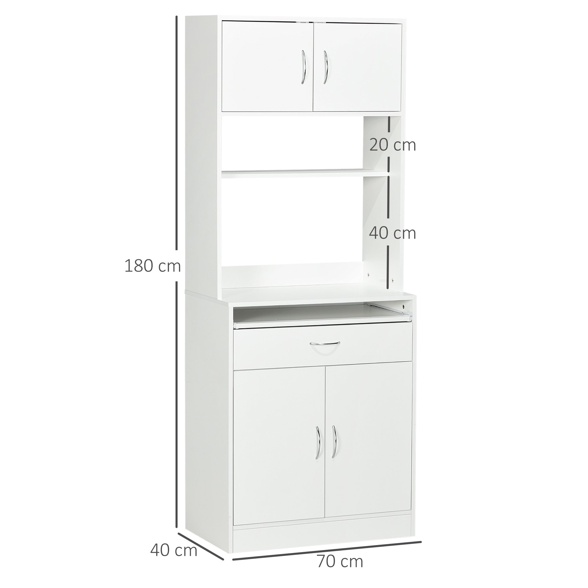 Armário de Cozinha Móvel Auxiliar 70x40x180 cm Branco