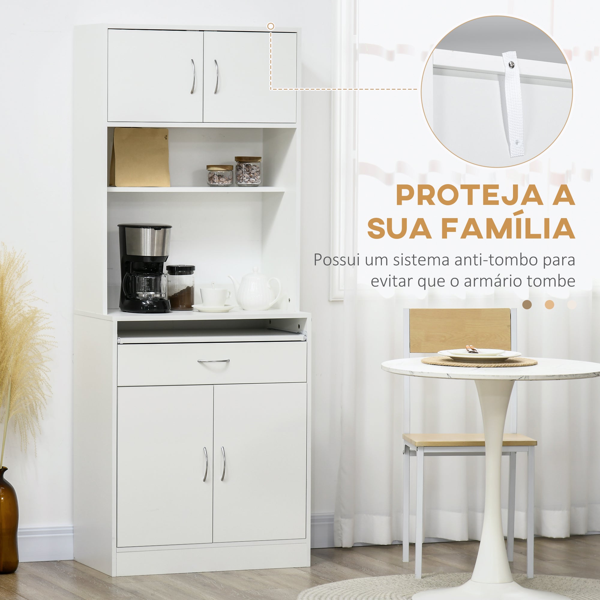 Armário de Cozinha Móvel Auxiliar 70x40x180 cm Branco