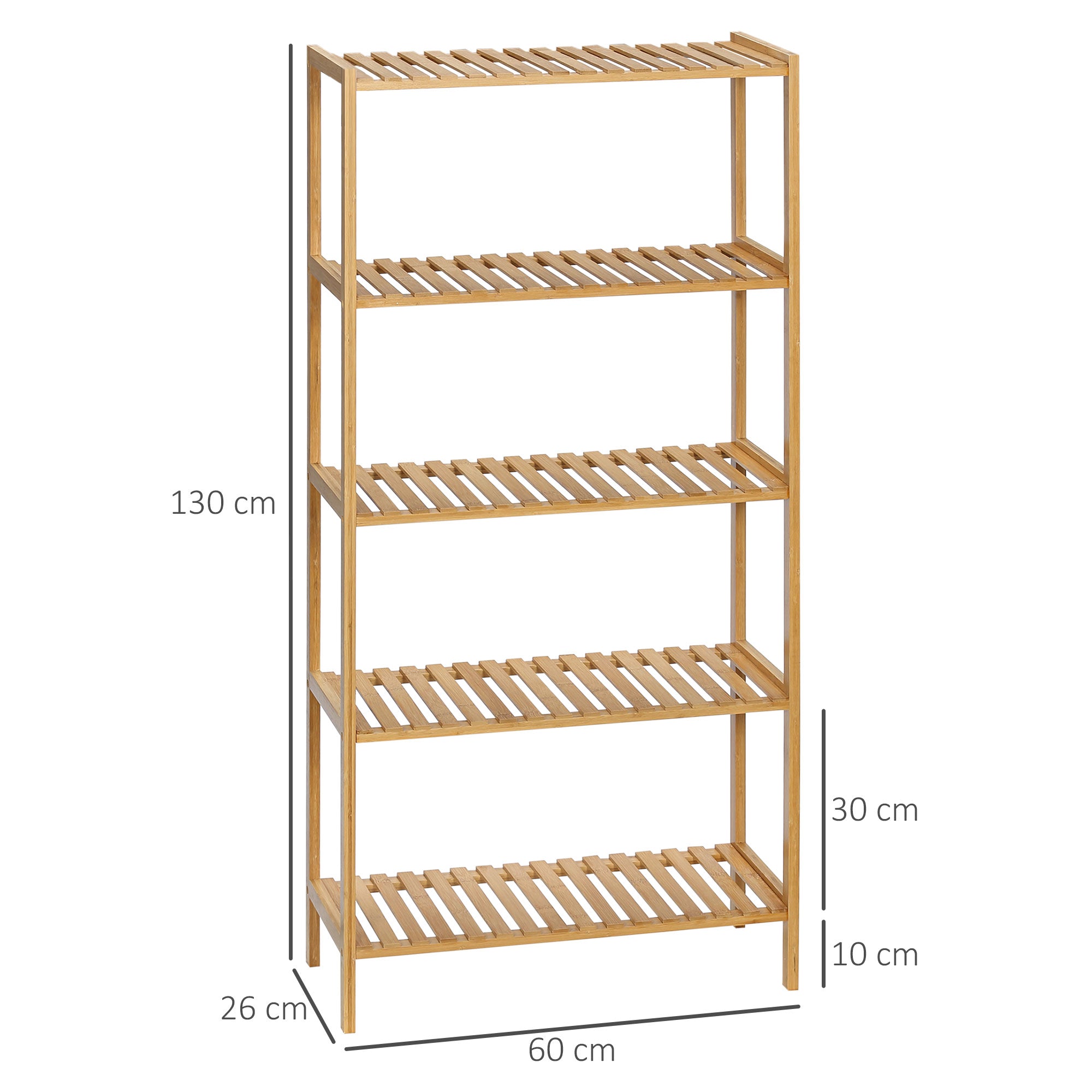 Estante de Bambu 4 Níveis Cor de Madeira Natural 60x26x130 cm