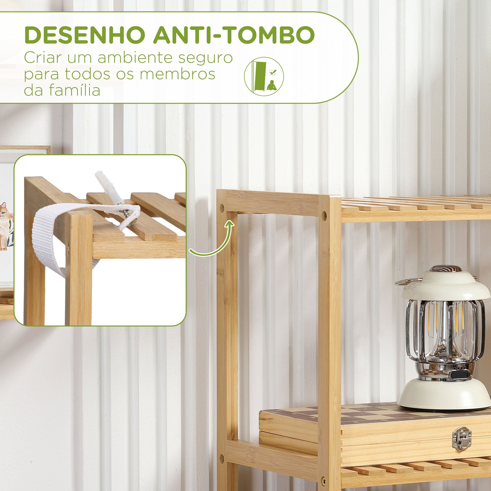 Estante de Bambu 4 Níveis Cor de Madeira Natural 60x26x130 cm
