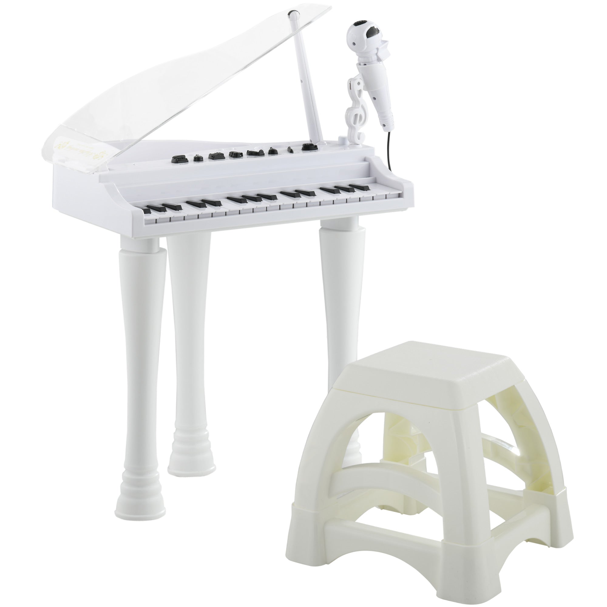Piano Eletrónico para Crianças 32 Teclas Branco 37x30,5x60,4 cm