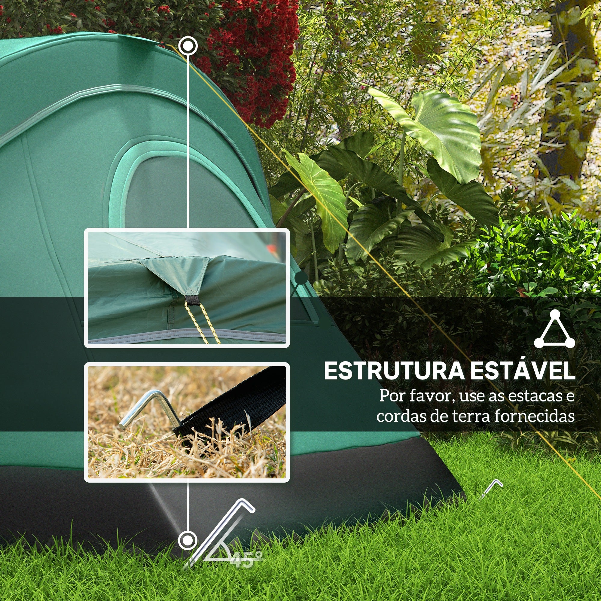 Tenda de Campismo para 4-5 Pessoas, 455x230x180cm, Verde e Preto