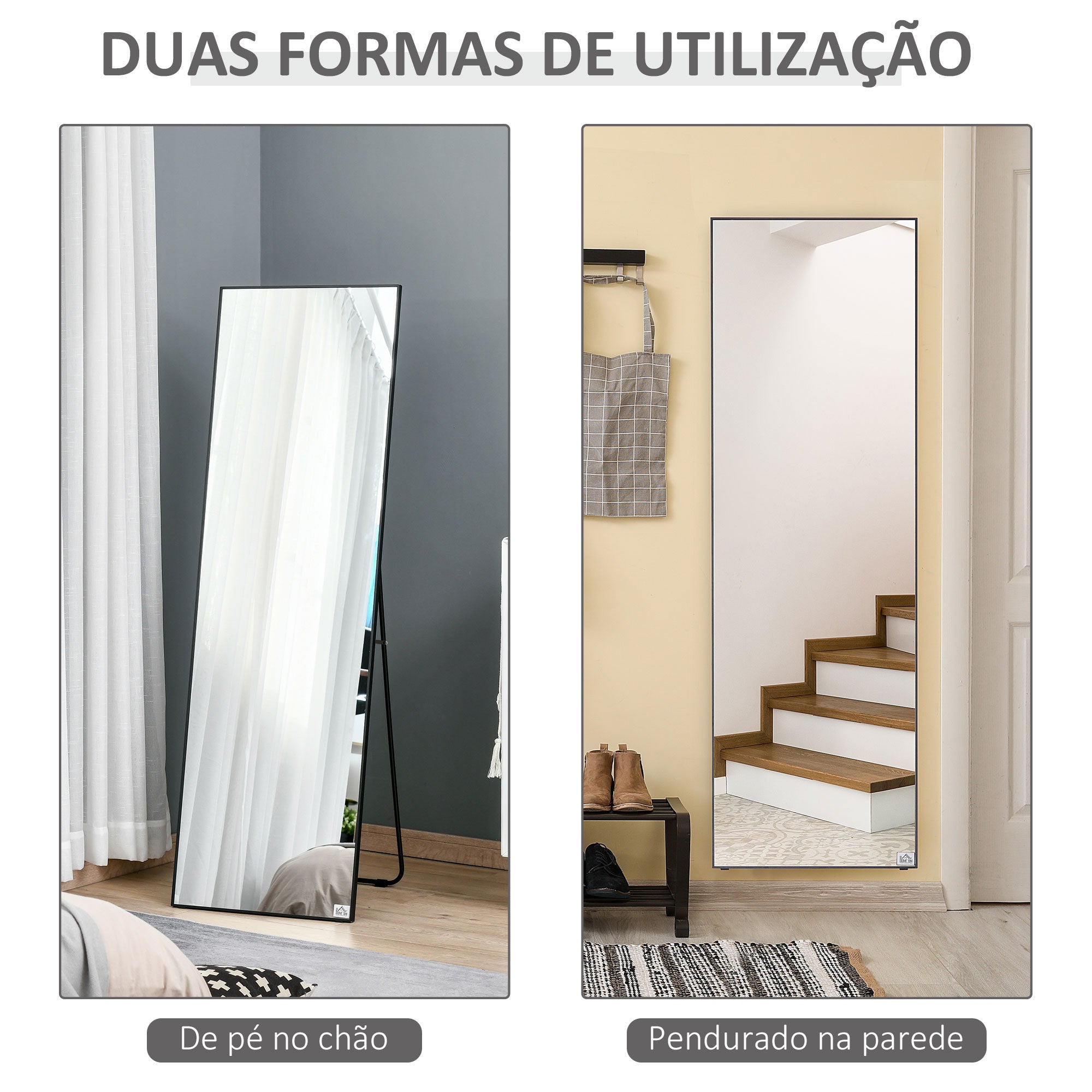 Espelho de Pé Retangular 50x161,5x2 cm - Cor Preto