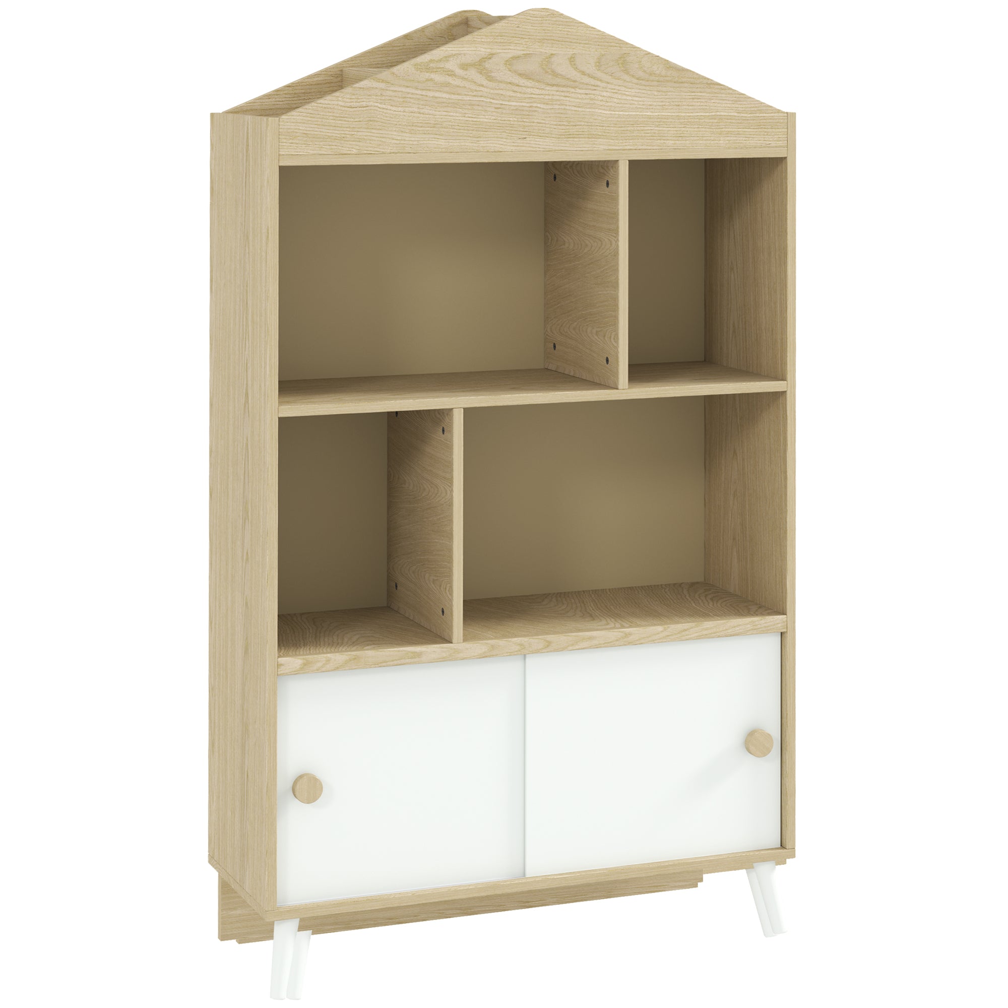 Estante Infantil de Madeira 80x30x140,5 cm - Branco e Madeira