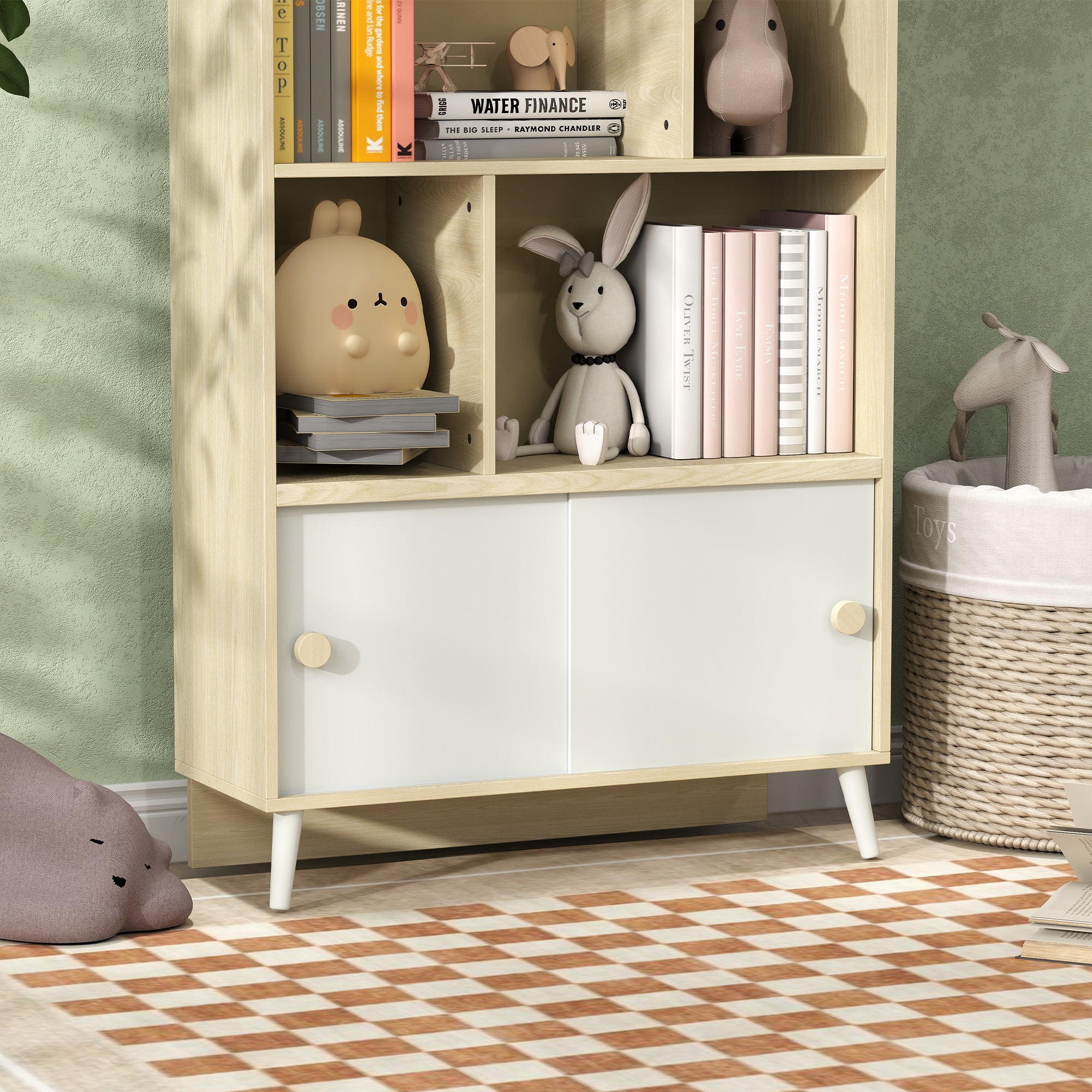 Estante Infantil de Madeira 80x30x140,5 cm - Branco e Madeira